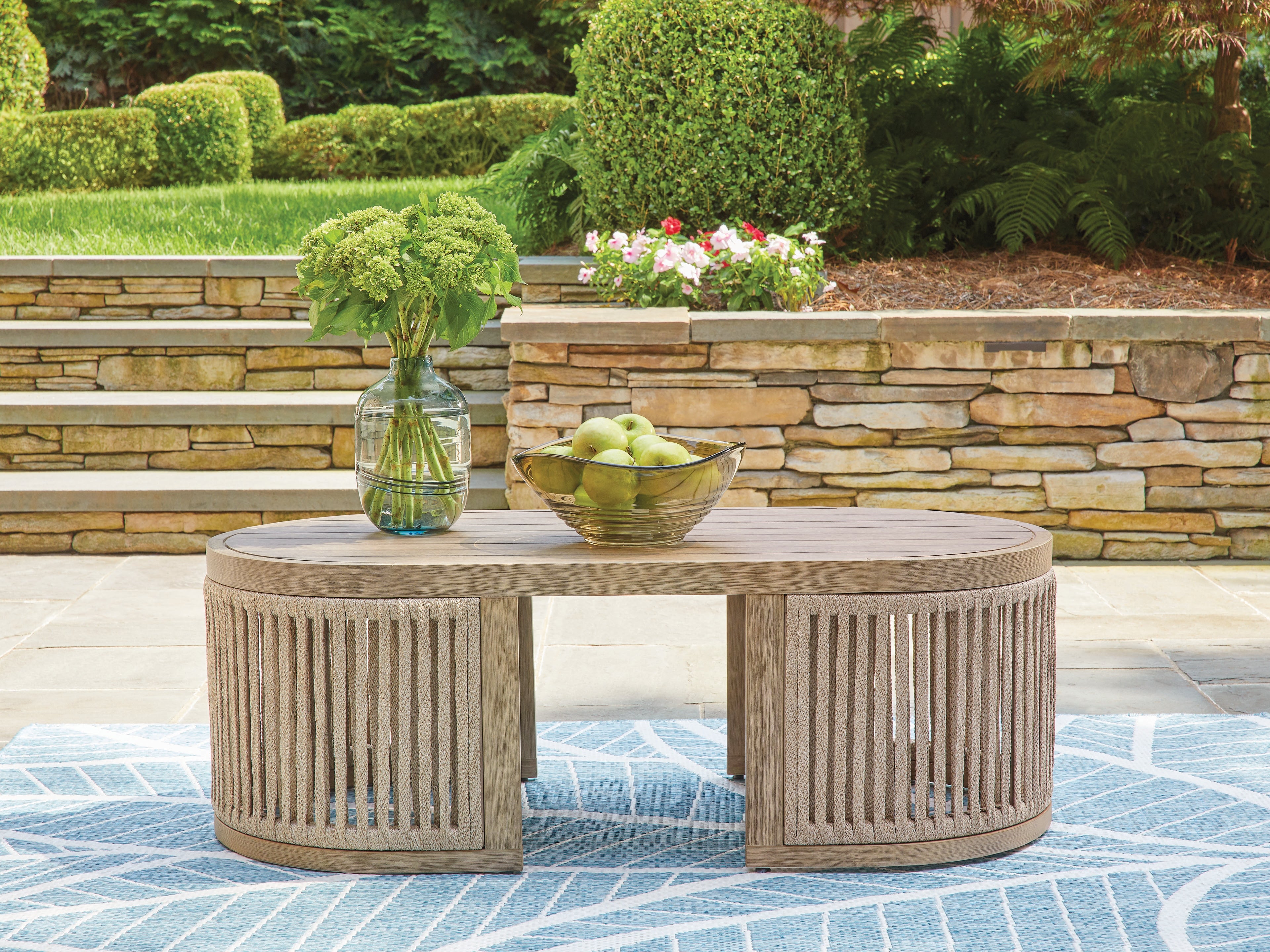 Elite Furniture Outlet - Ashley Furniture - Serena Shores Outdoor - Sofa with Cushion / Beige/Green - PCP604-838