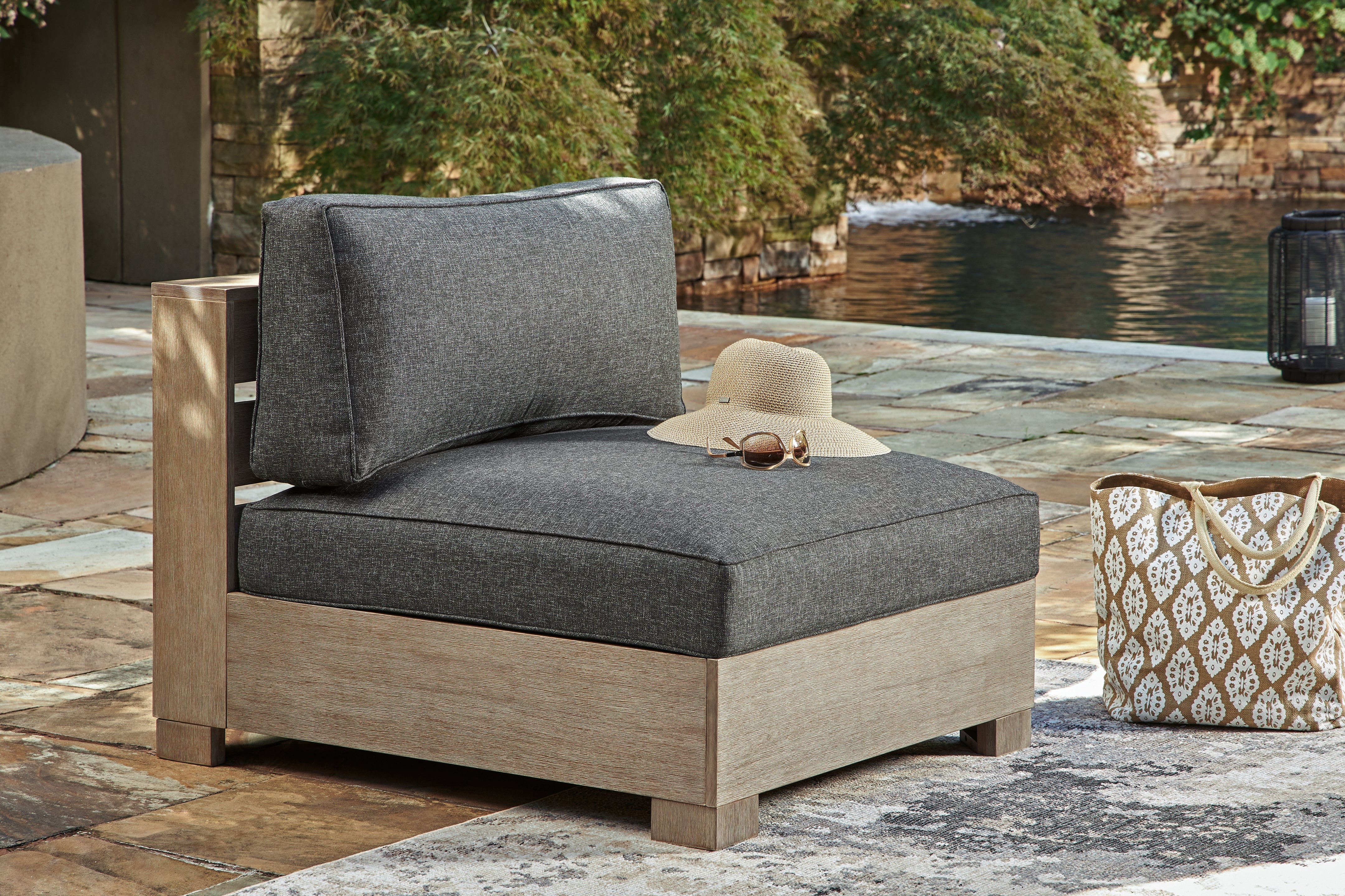 Elite Furniture Outlet - Ashley Furniture - Citrine Park Outdoor - Armless Chair w/Cushion (1/CN) / Brown/Charcoal - P660-846