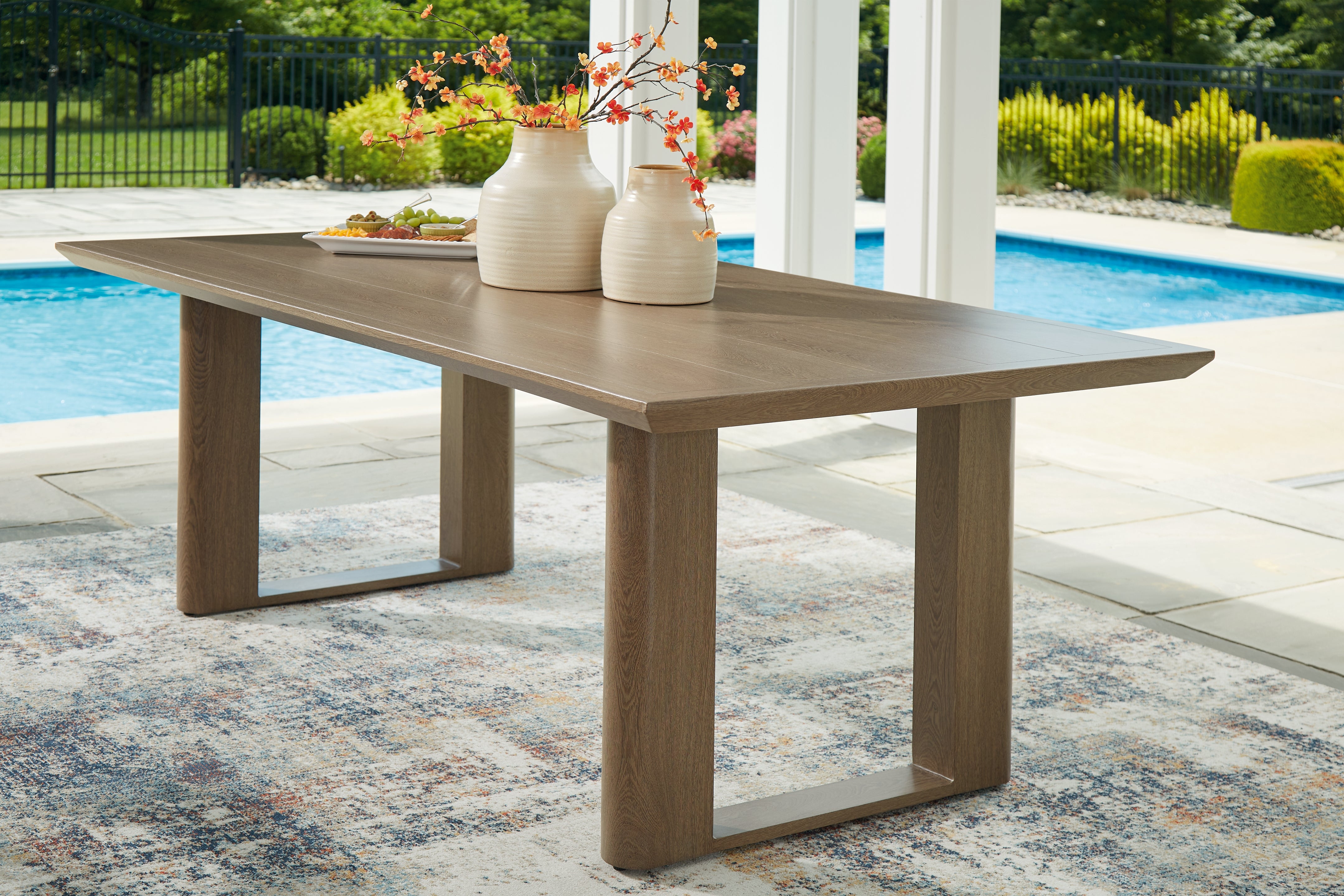 Elite Furniture Outlet - Ashley Furniture - Serene Bay Outdoor - RECT Dining Table w/UMB OPT / Dark Brown - P671-625