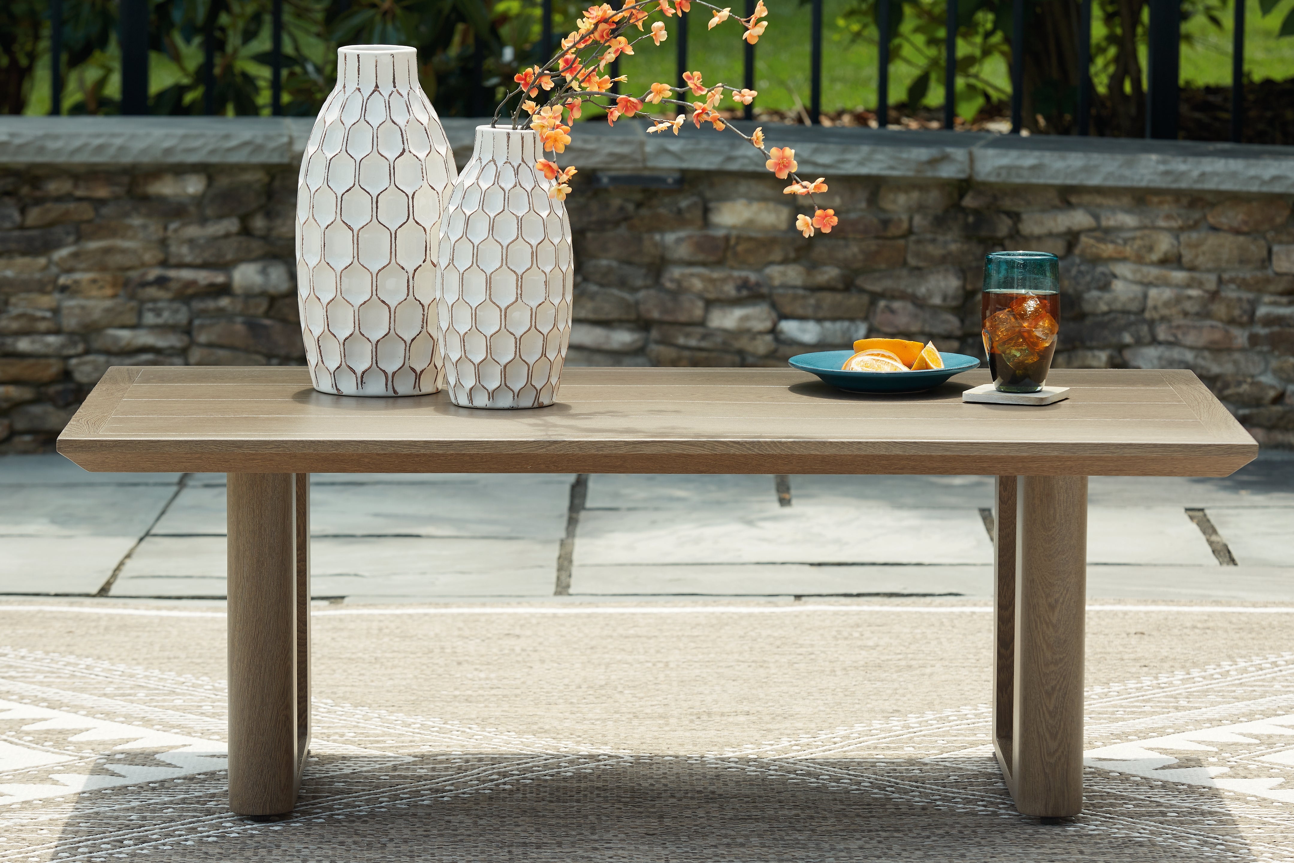 Elite Furniture Outlet - Ashley Furniture - Serene Bay Outdoor - Rectangular Cocktail Table / Dark Brown - P671-701