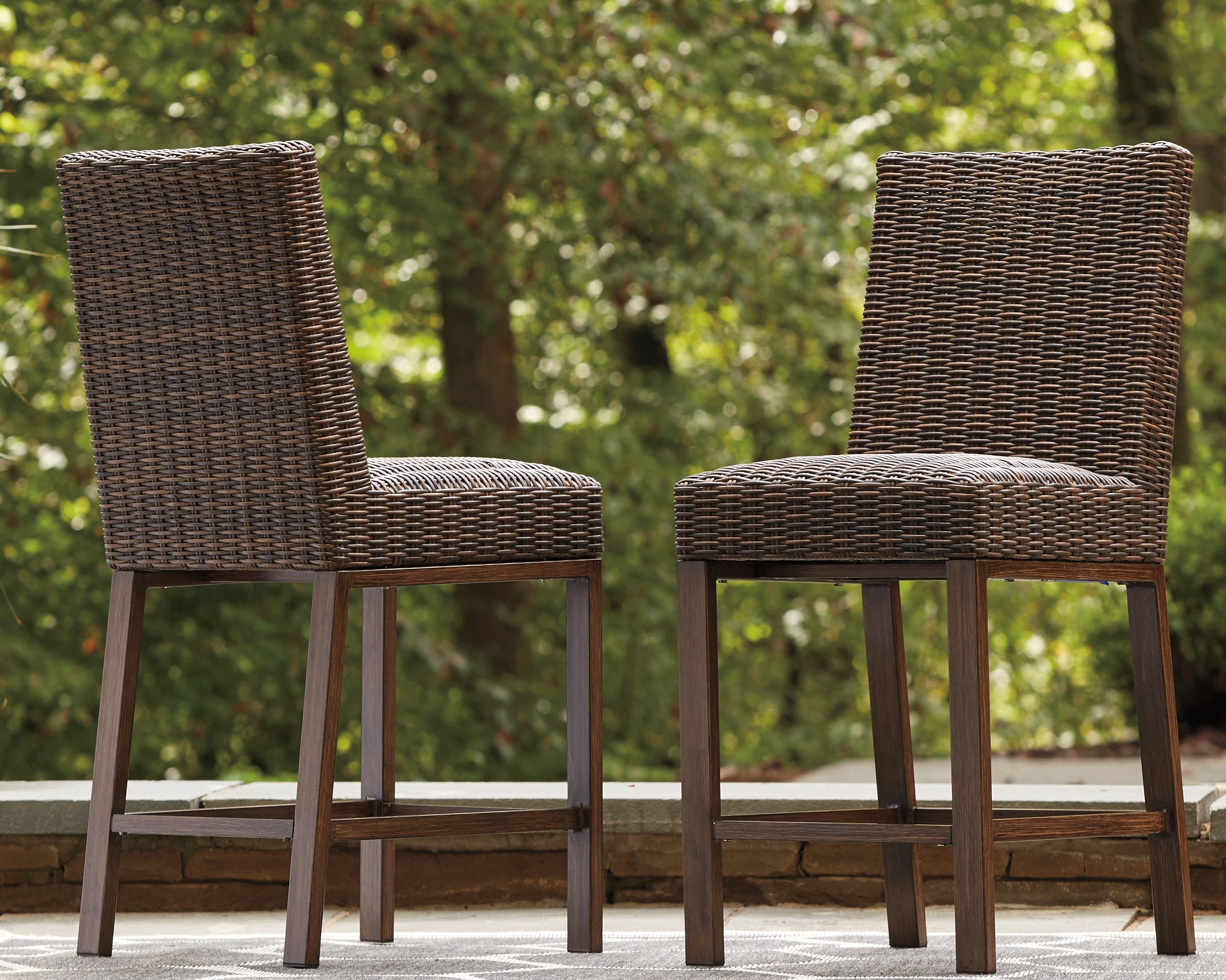Elite Furniture Outlet - Ashley Furniture - Paradise Trail Outdoor - Barstool (Set of 2) / Medium Brown - P750-130