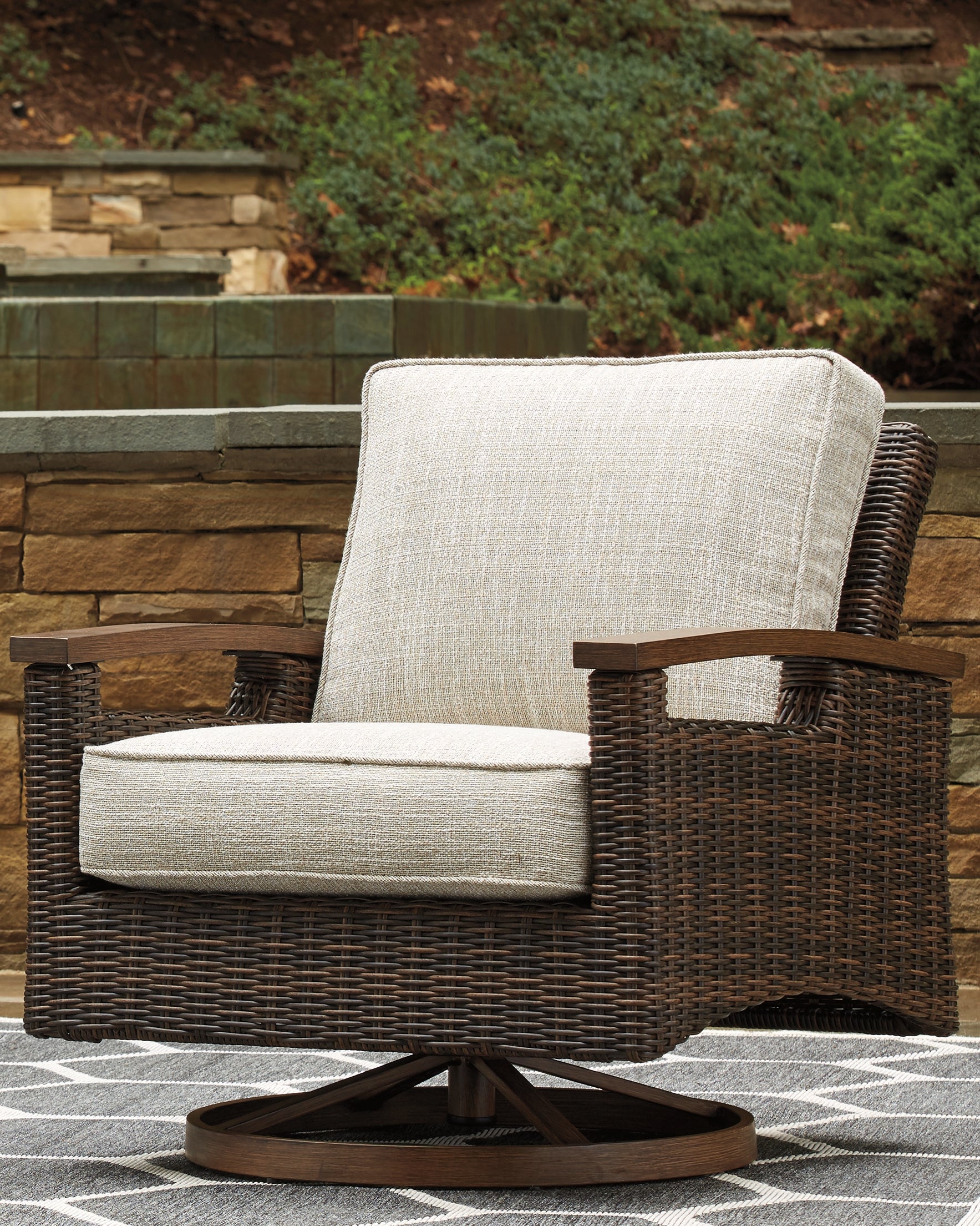 Elite Furniture Outlet - Ashley Furniture - Paradise Trail Outdoor - Swivel Lounge Chair (Set of 2) / Medium Brown - P750-821