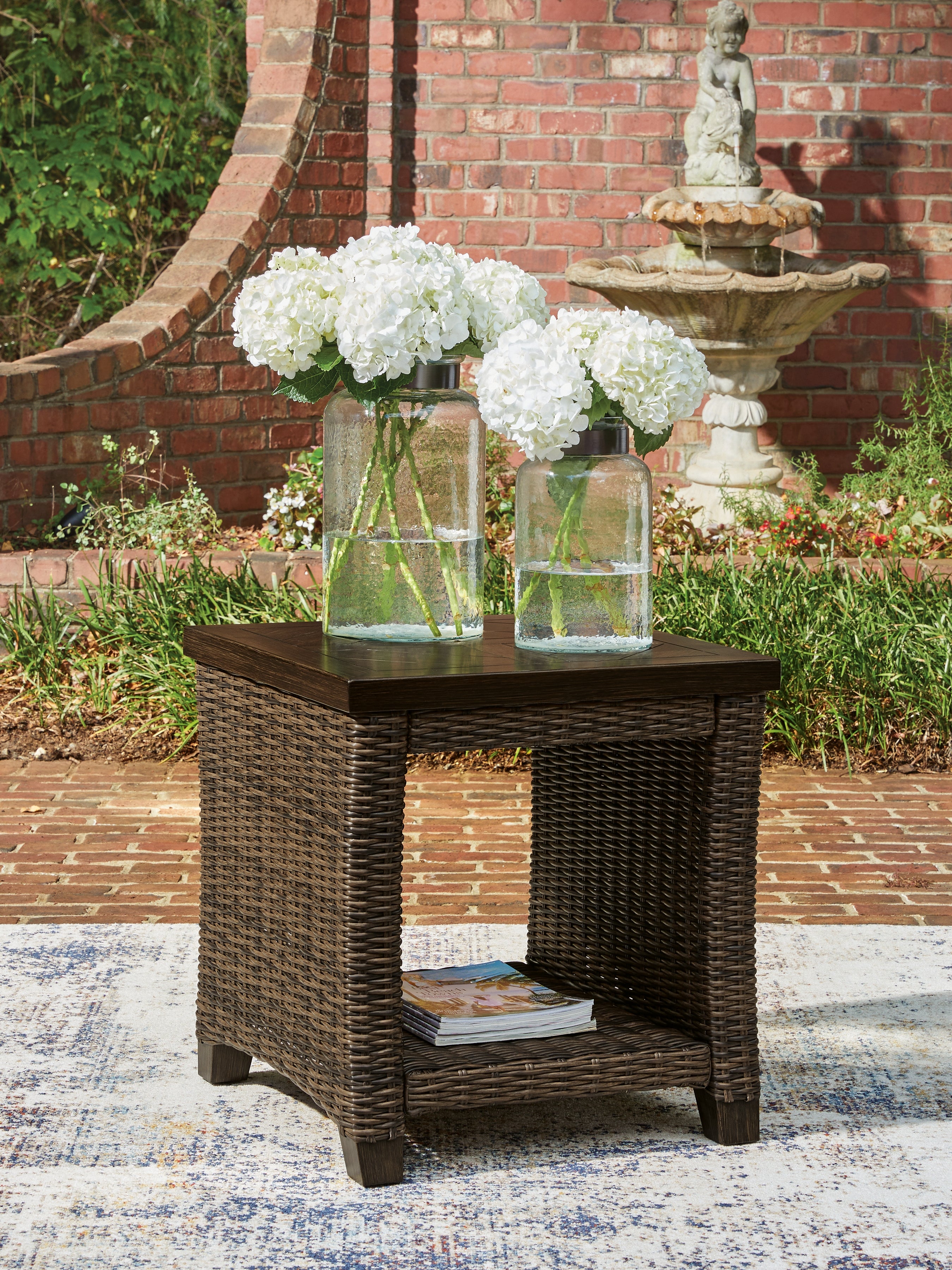 Elite Furniture Outlet - Ashley Furniture - Monterey Point Outdoor - Square End Table / Dark Brown - PCP760-702
