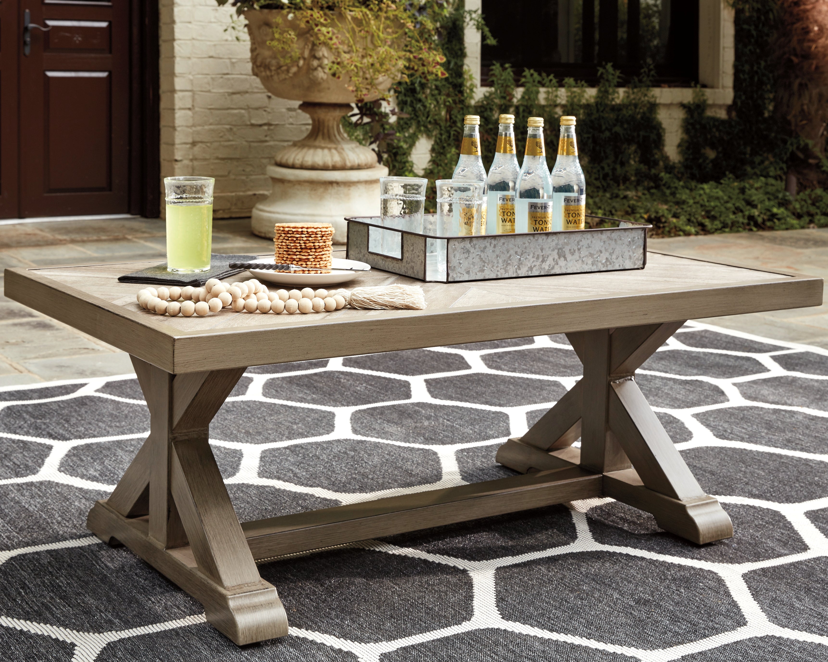 Elite Furniture Outlet - Ashley Furniture - Beachcroft Outdoor - Rectangular Cocktail Table / Beige - P791-701