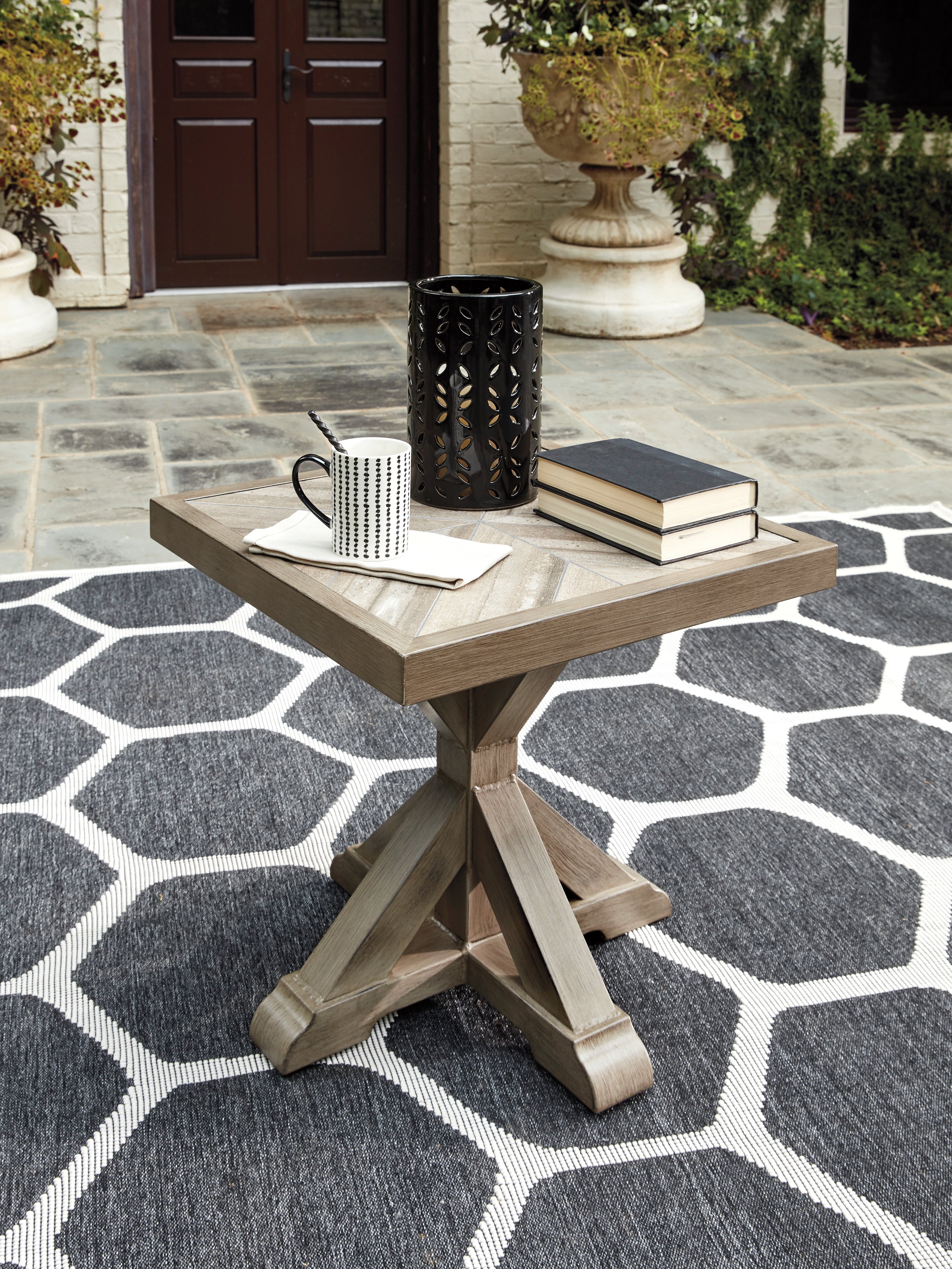 Elite Furniture Outlet - Ashley Furniture - Beachcroft Outdoor - Square End Table / Beige - P791-702