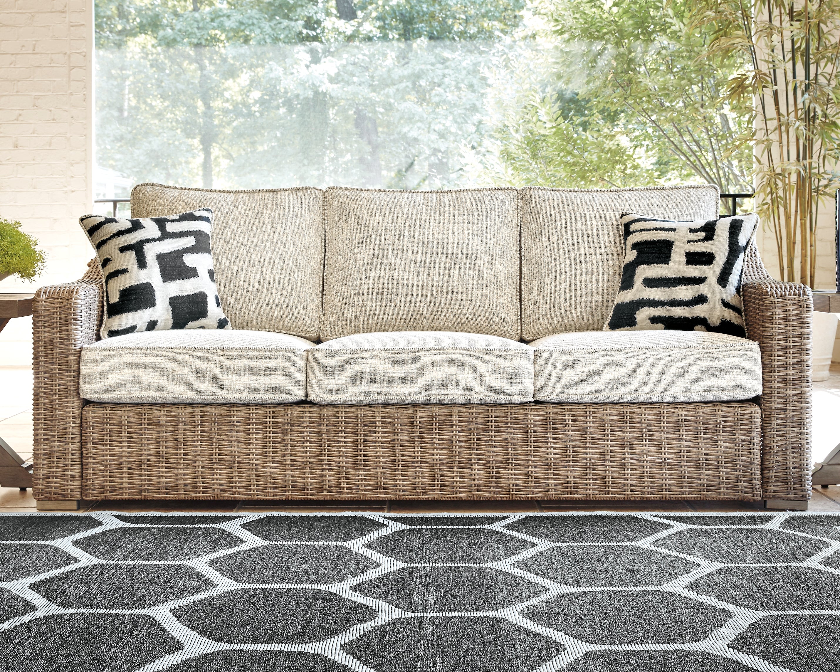 Elite Furniture Outlet - Ashley Furniture - Beachcroft Outdoor - Sofa with Cushion / Beige - P791-838