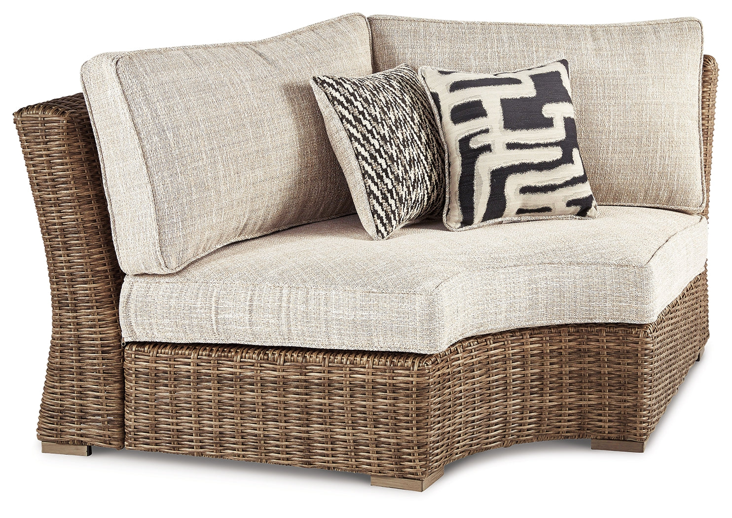 Elite Furniture Outlet - Ashley Furniture - Beachcroft Outdoor - Curved Corner Chair w/Cushion / Beige - P791-851