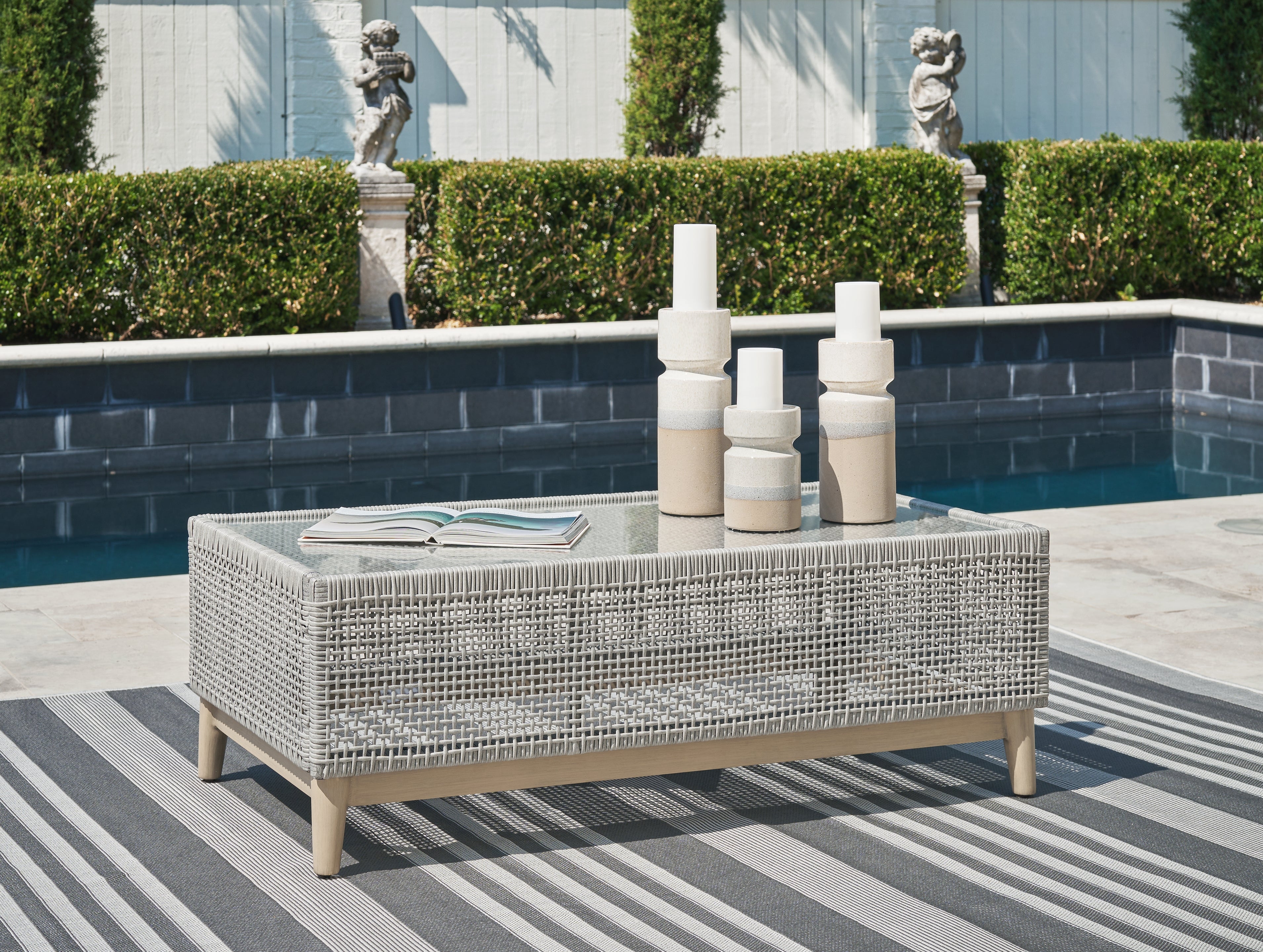 Elite Furniture Outlet - Ashley Furniture - Seton Creek Outdoor - Rectangular Cocktail Table / Gray - P798-701