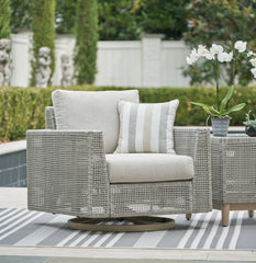 Elite Furniture Outlet - Ashley Furniture - Seton Creek Outdoor - Round Bar Table w/UMB OPT / Beige - P798-613