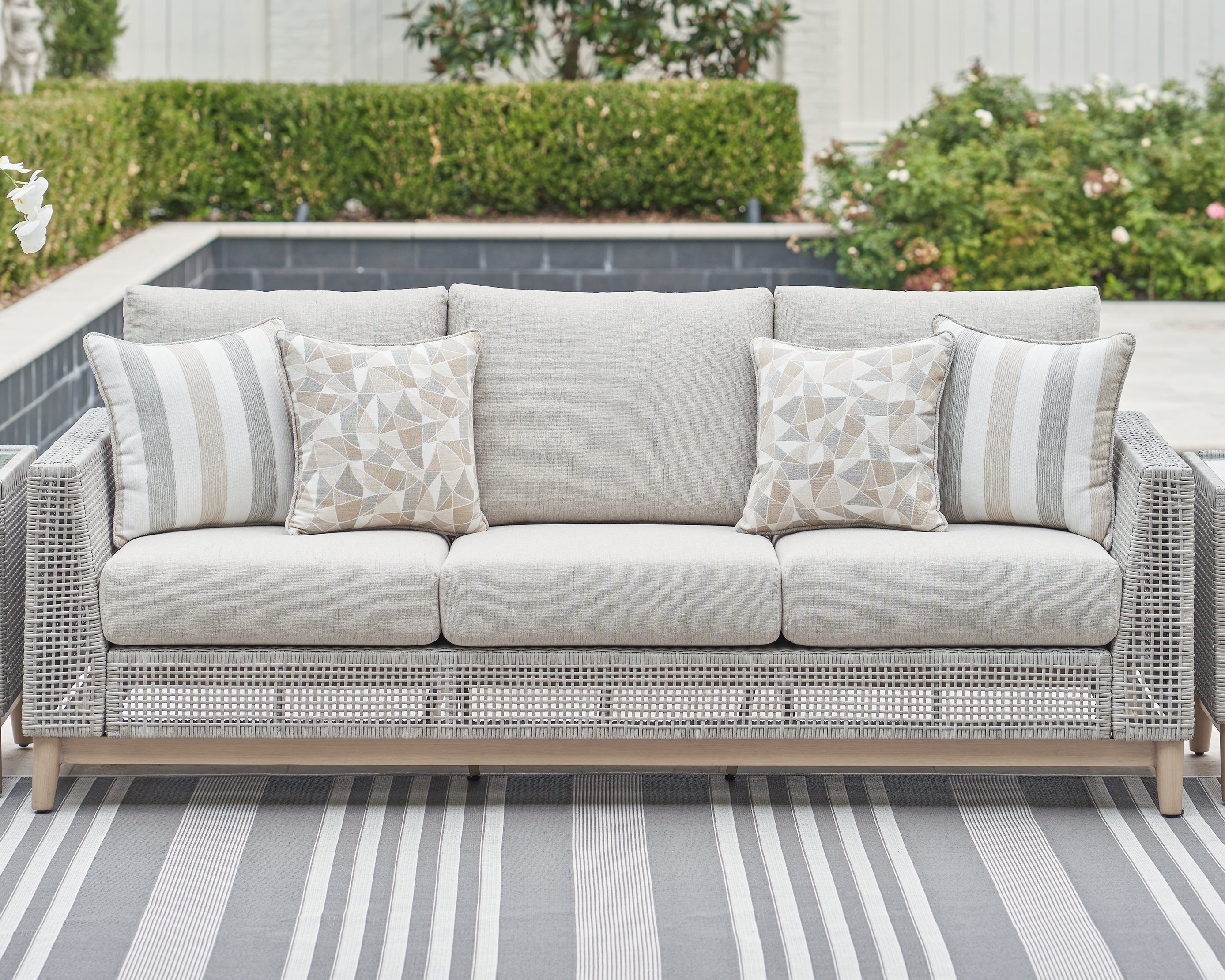 Elite Furniture Outlet - Ashley Furniture - Seton Creek Outdoor - Sofa with Cushion / Gray - P798-838