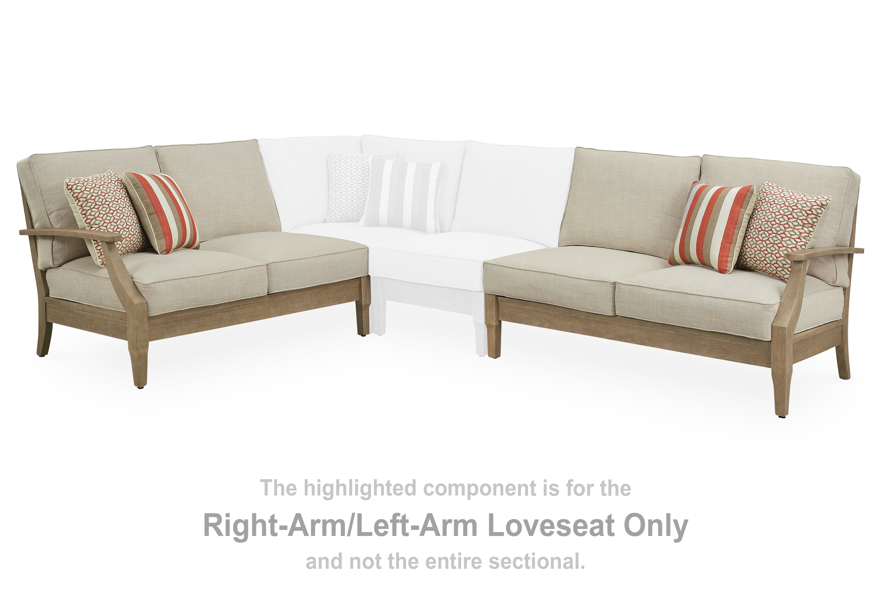 Elite Furniture Outlet - Ashley Furniture - Clare View Outdoor - RAF/LAF Loveseat w/CUSH (Set of 2) / Beige - P801-854