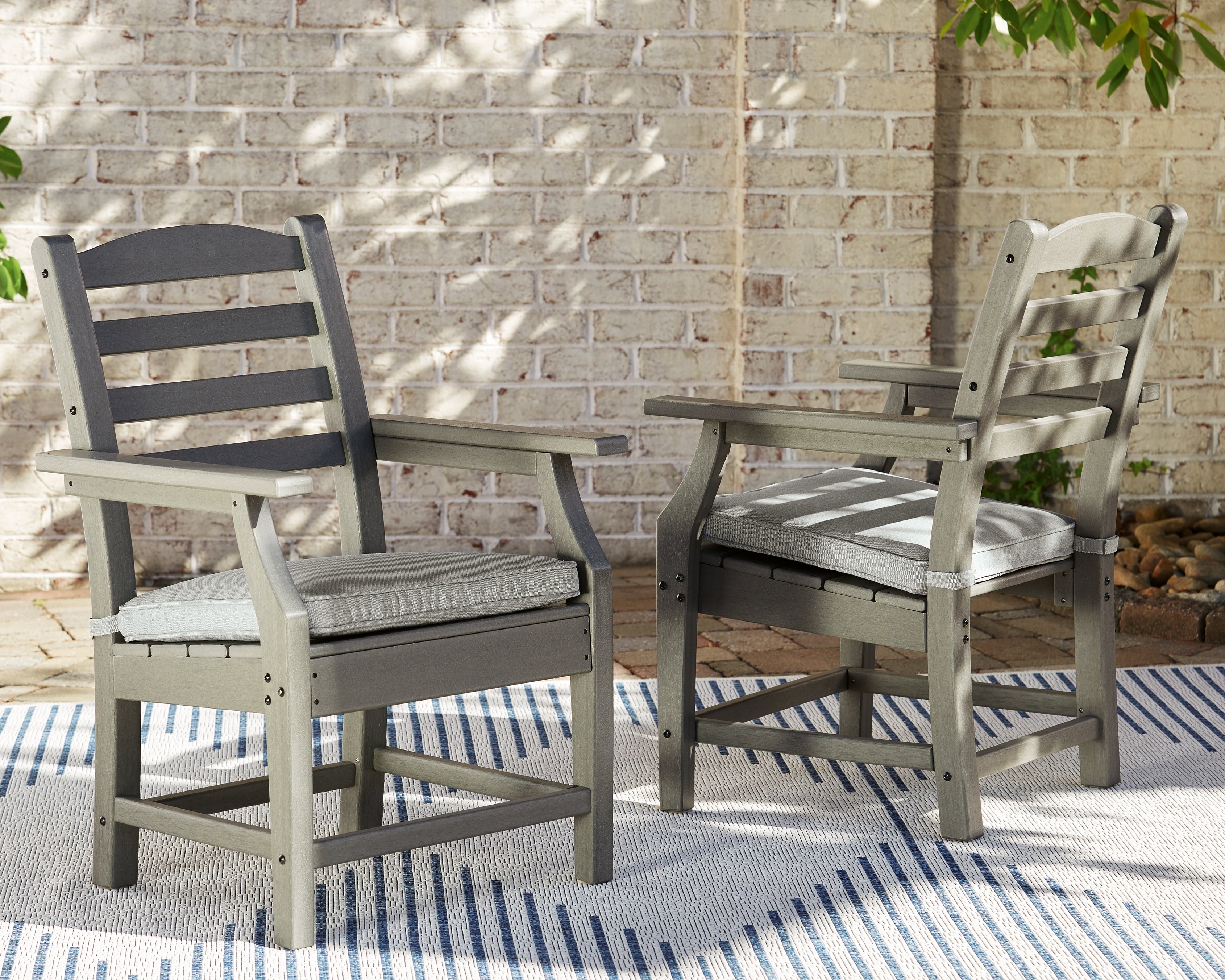 Elite Furniture Outlet - Ashley Furniture - Visola Outdoor - Arm Chair With Cushion (Set of 2) / Gray - P802-601A