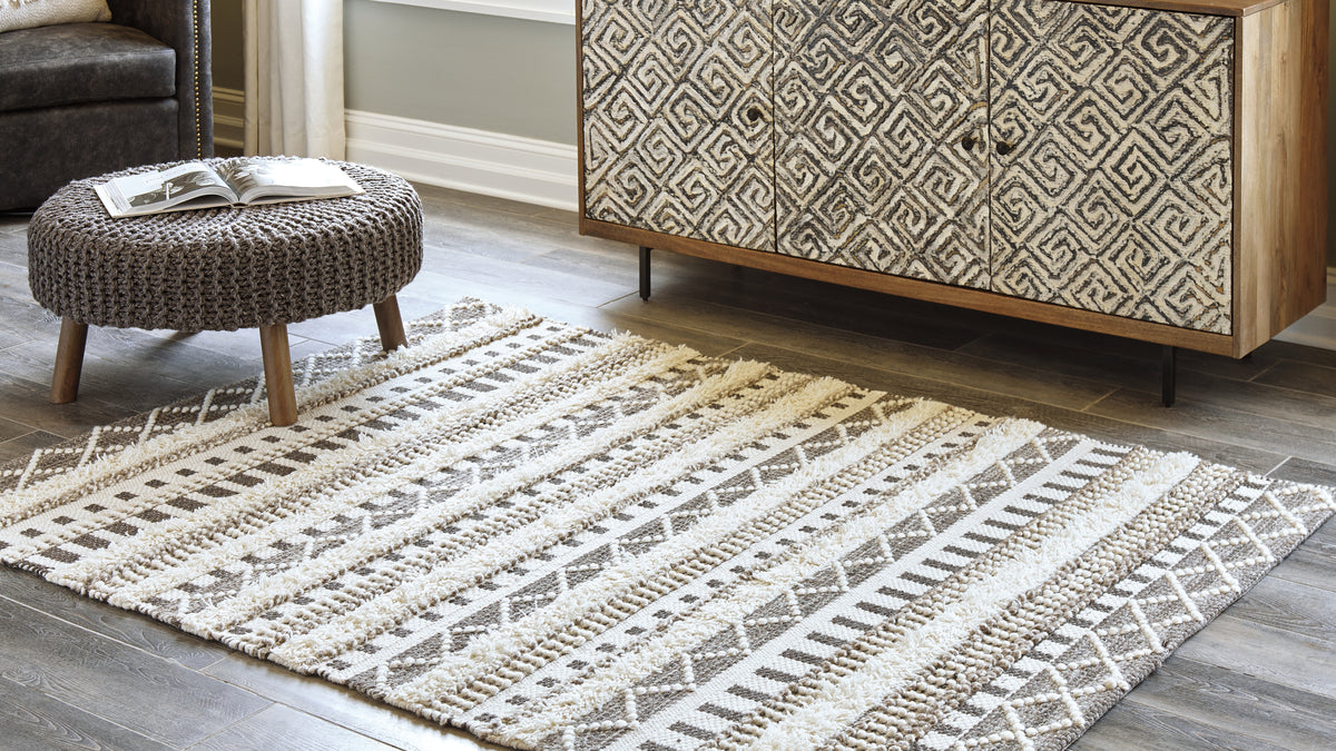 Elite Furniture Outlet - Ashley Furniture - Karalee Rug - 5' x 7' Rug / Ivory/Brown - R404442