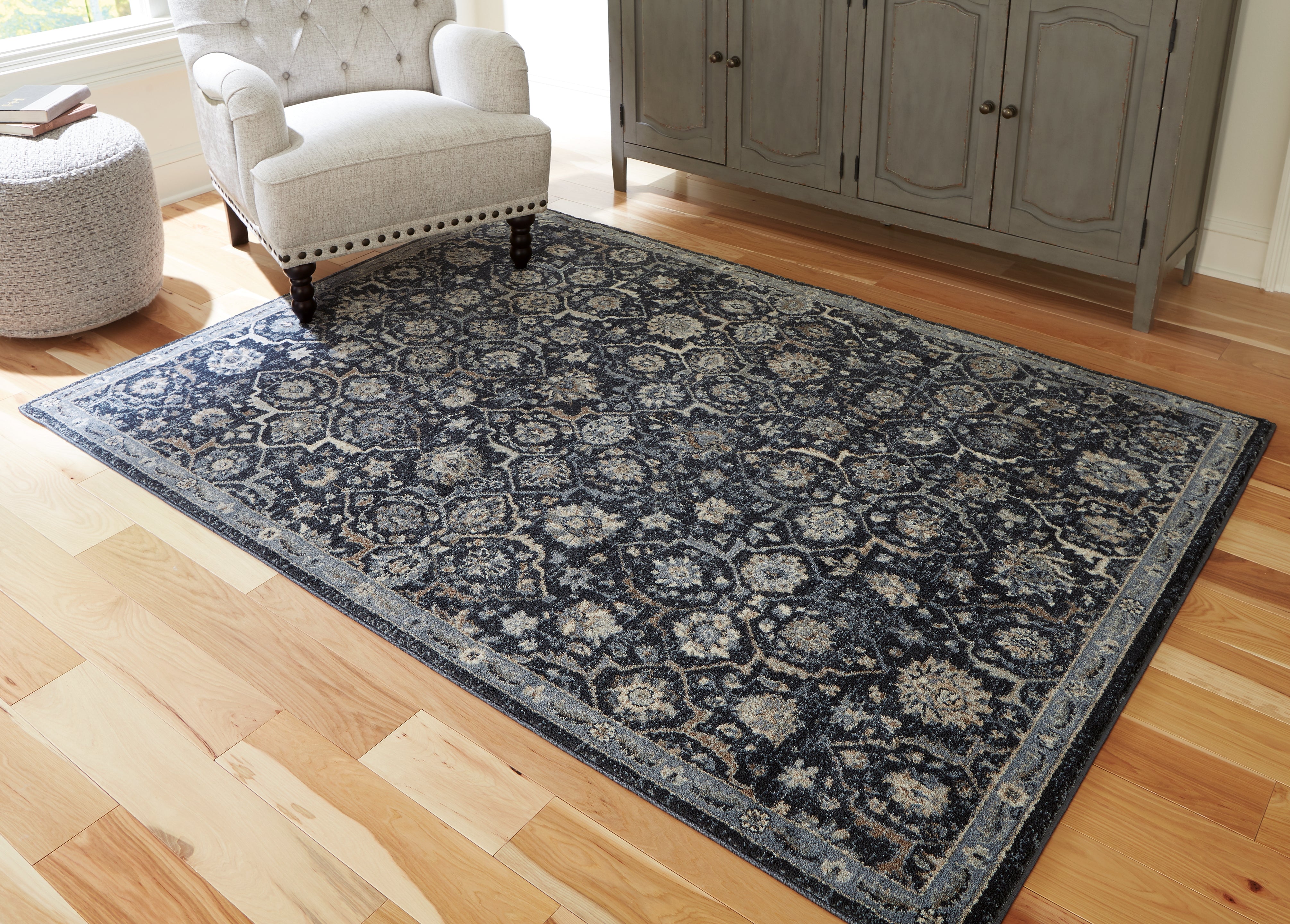 Elite Furniture Outlet - Ashley Furniture - Hilcott Rug - 5'3" x 7'3" Rug / Blue/Cream/Brown - R406112