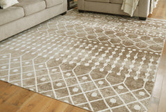 Elite Furniture Outlet - Ashley Furniture - Bunchly Rug - 7'10" x 10'3" Washable Rug / Tan/Brown/Cream - R406221
