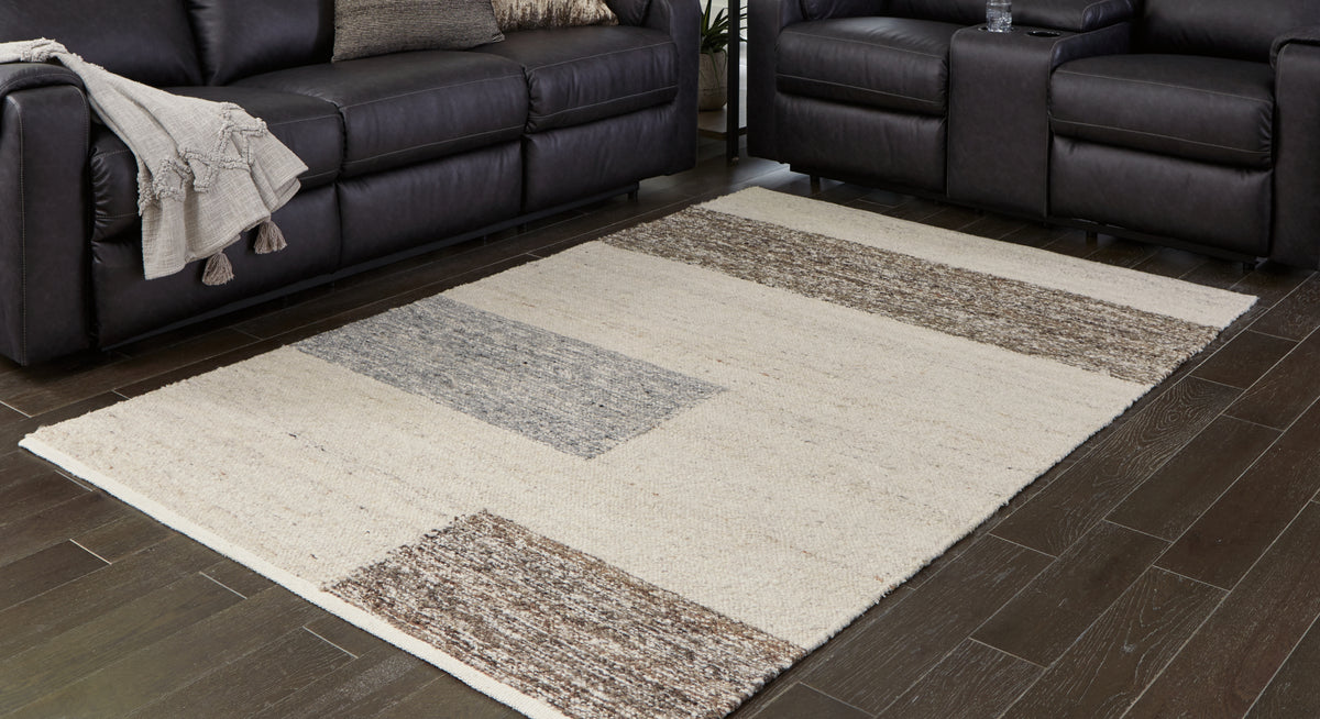 Elite Furniture Outlet - Ashley Furniture - Barus Rug - 5' x 7' Rug / Beige/Brown/Gray - R406402
