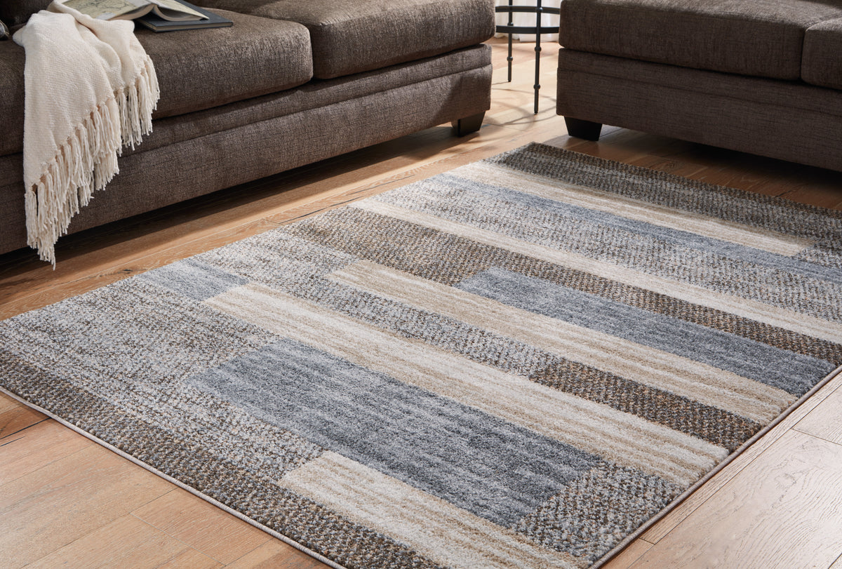 Elite Furniture Outlet - Ashley Furniture - Sethburn Rug - 8' x 10' Rug / Cream/Brown/Gray - R406591