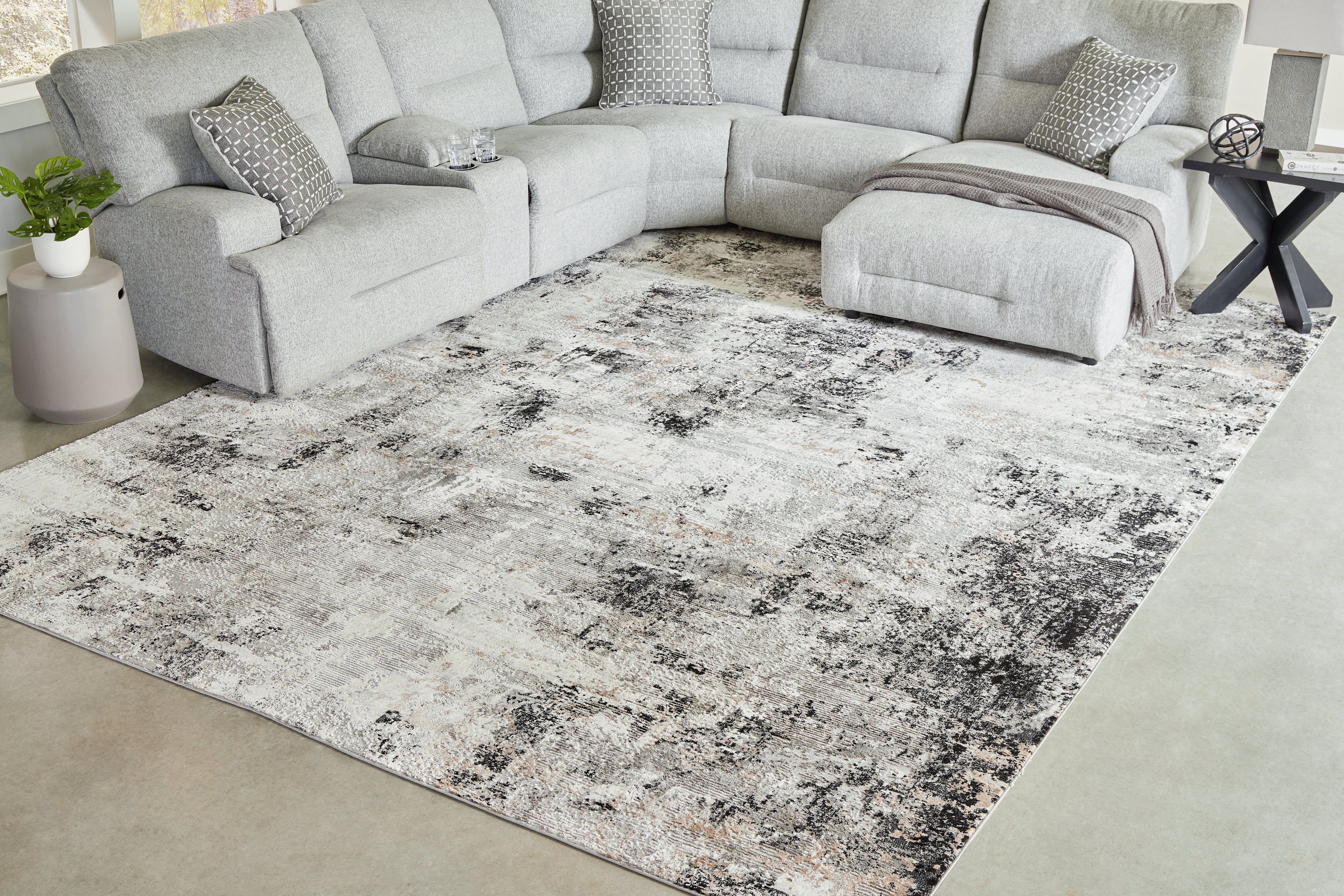 Elite Furniture Outlet - Ashley Furniture - Langwell Rug - 10' x 14' Rug / Black/Gray/White - R406780