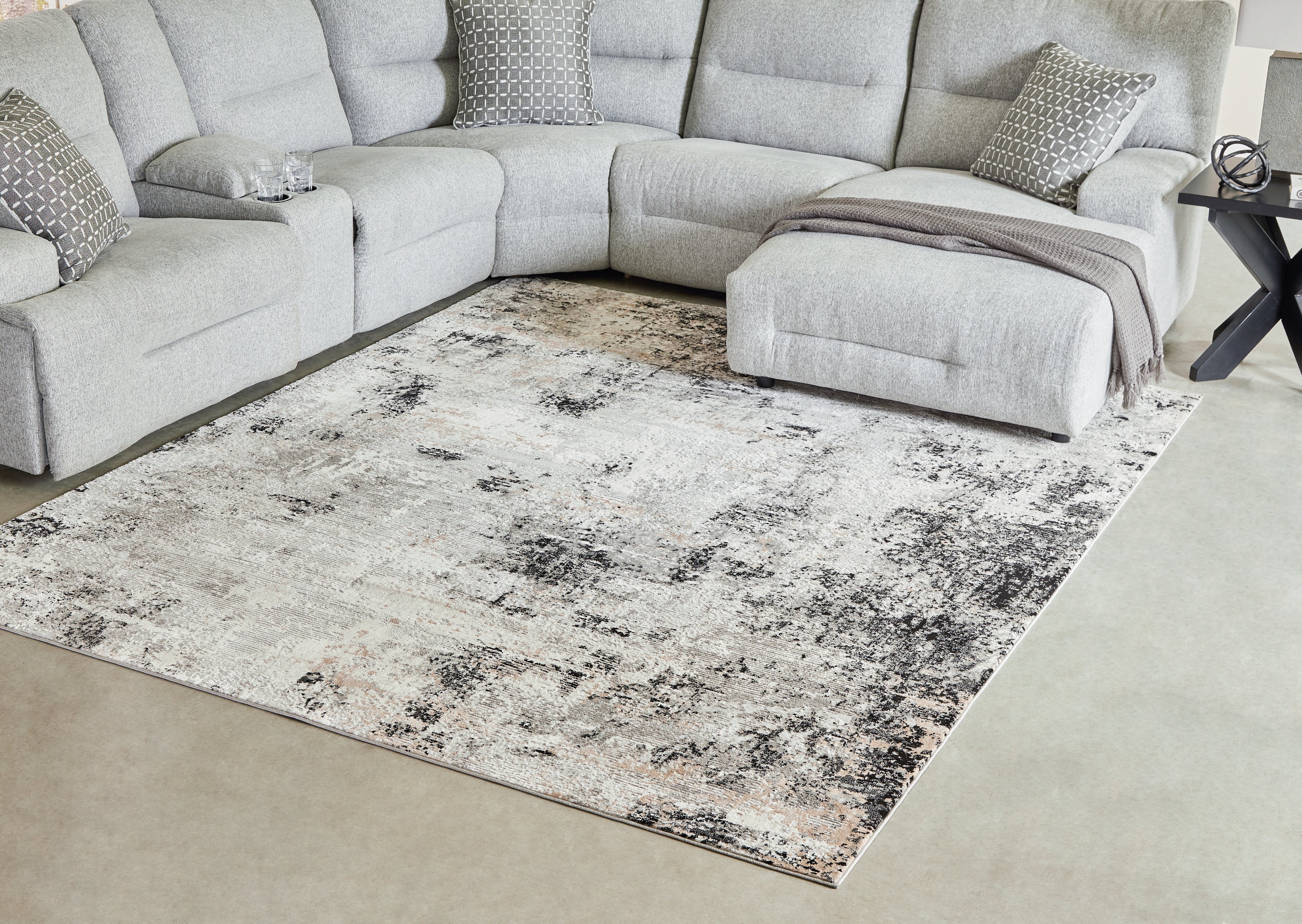 Elite Furniture Outlet - Ashley Furniture - Langwell Rug - 8' x 10' Rug / Black/Gray/White - R406781