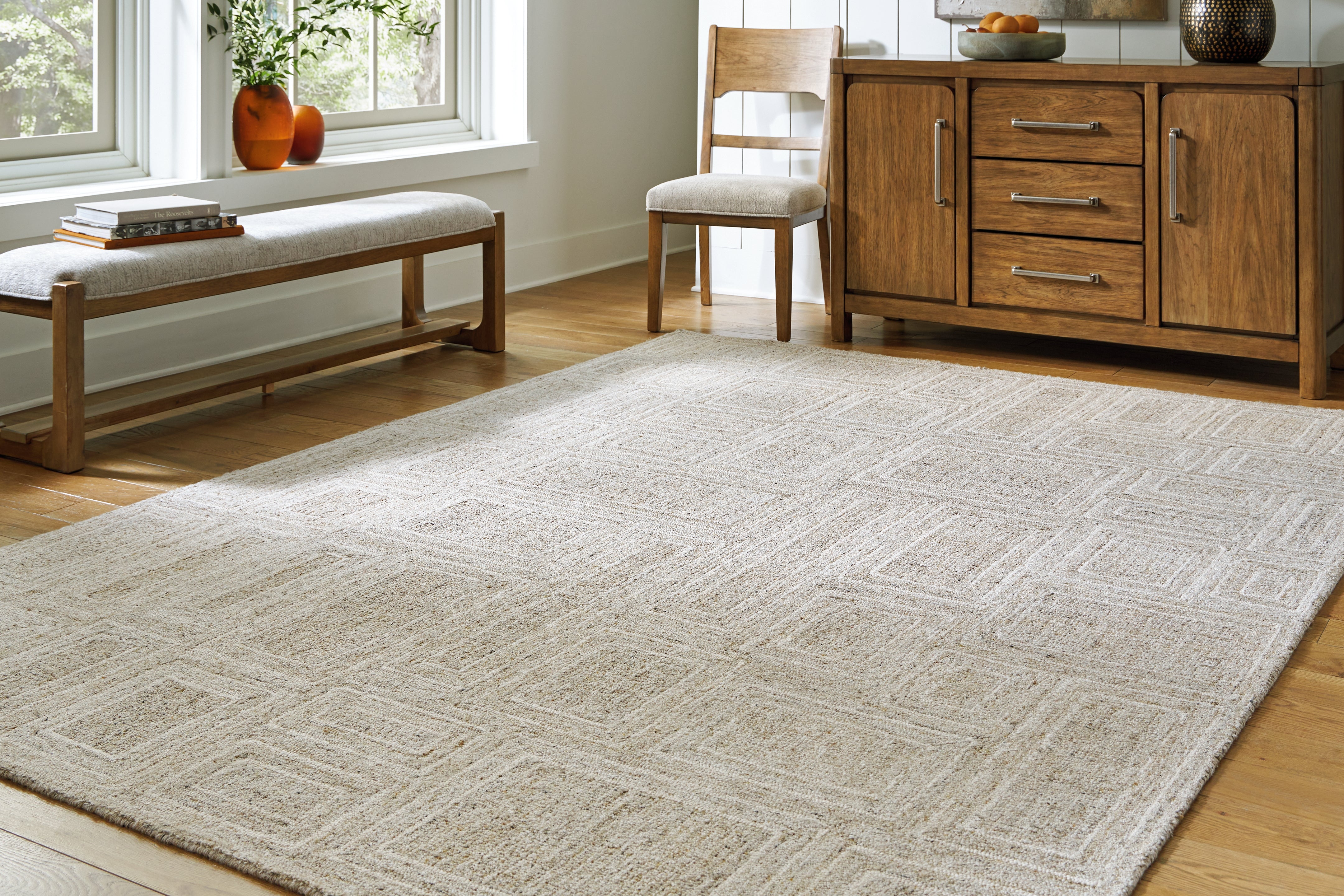 Elite Furniture Outlet - Ashley Furniture - Brickburgh Rug - 8' x 10' Rug / Gray/Ivory/Honey - R406901