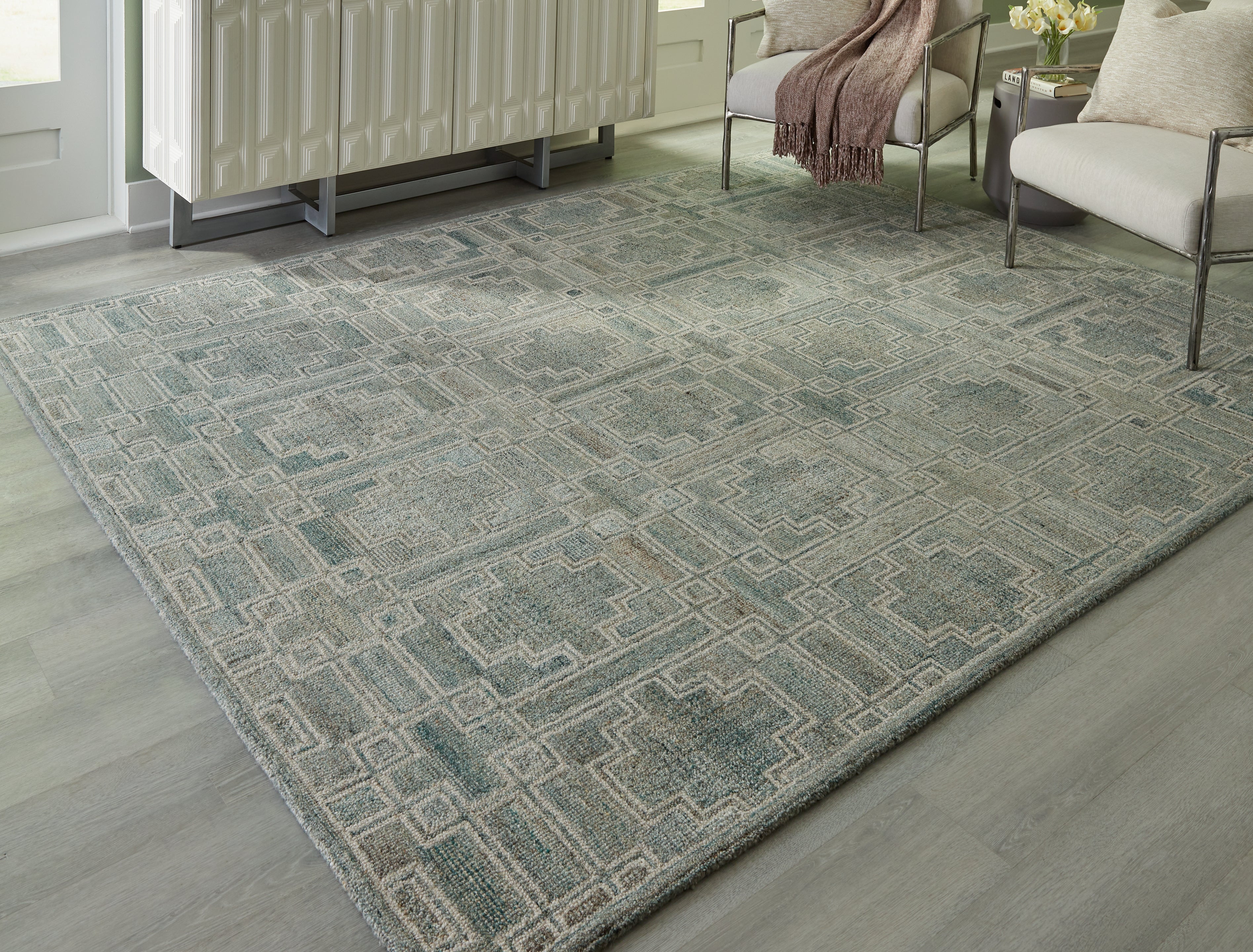Elite Furniture Outlet - Ashley Furniture - Jossland Rug - 5' x 7' Rug / Green/Ivory - R406912