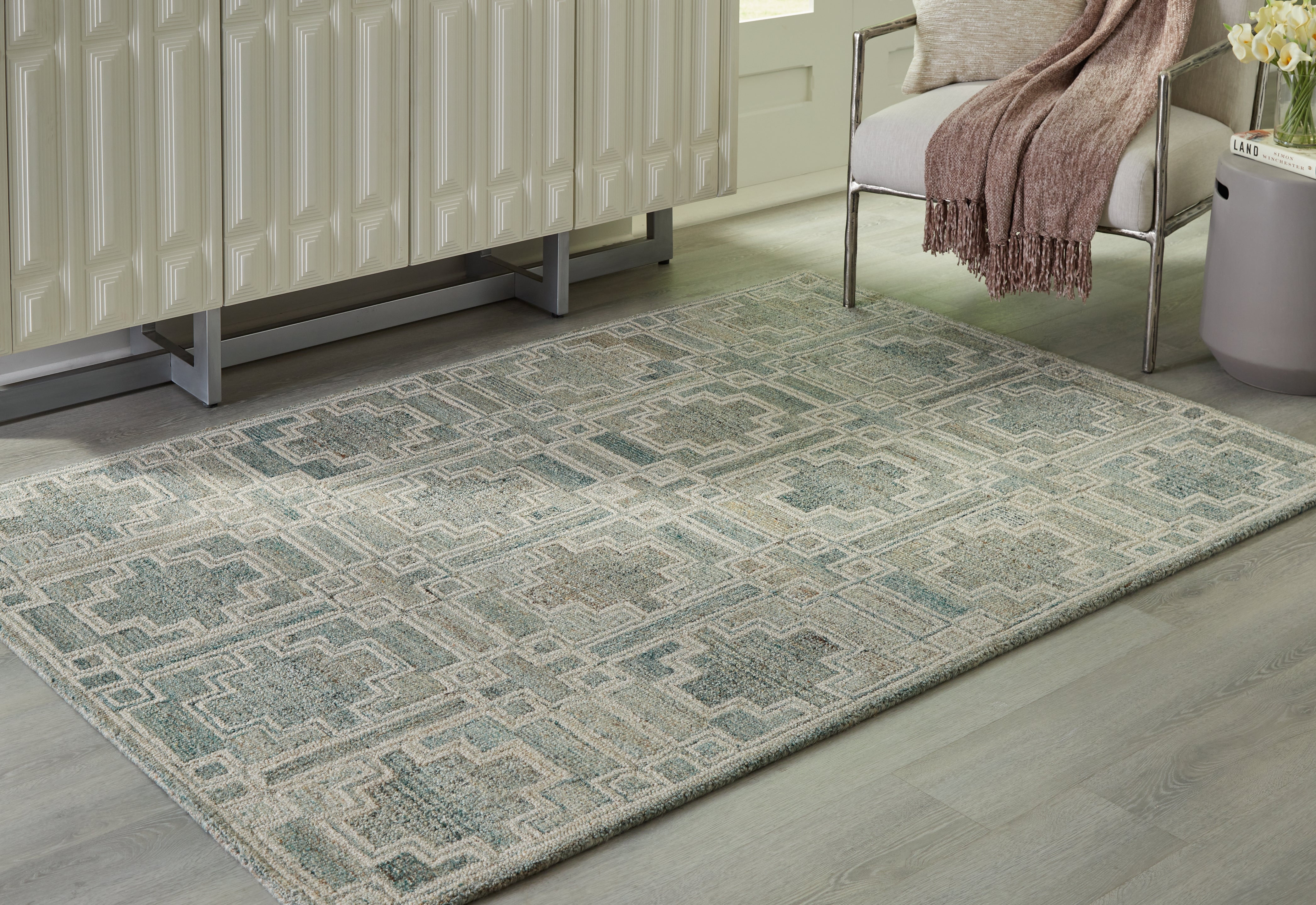 Elite Furniture Outlet - Ashley Furniture - Jossland Rug - 5' x 7' Rug / Green/Ivory - R406912
