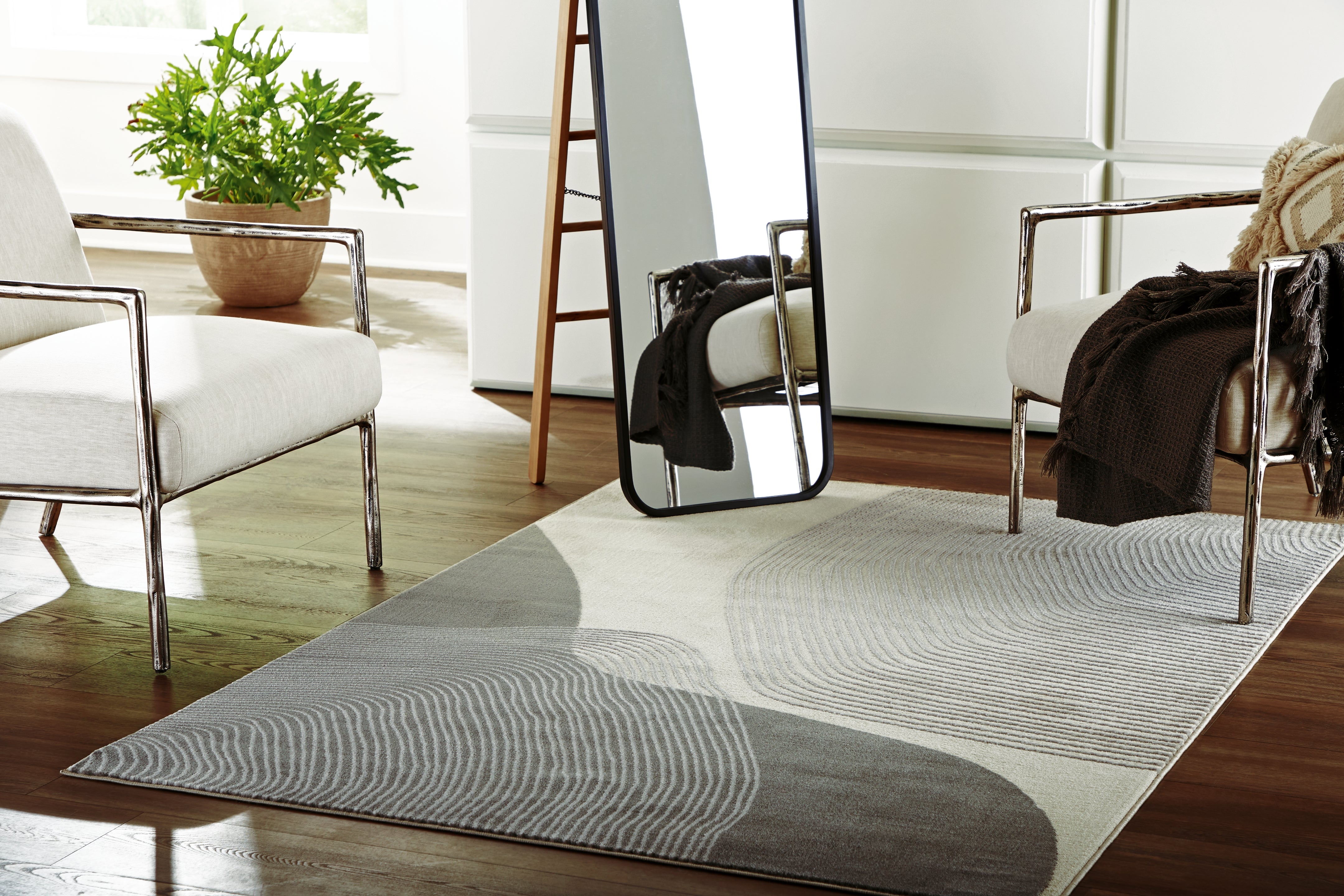 Elite Furniture Outlet - Ashley Furniture - Winderburg Rug - 8' x 10' Rug / Gray/Ivory - R406951