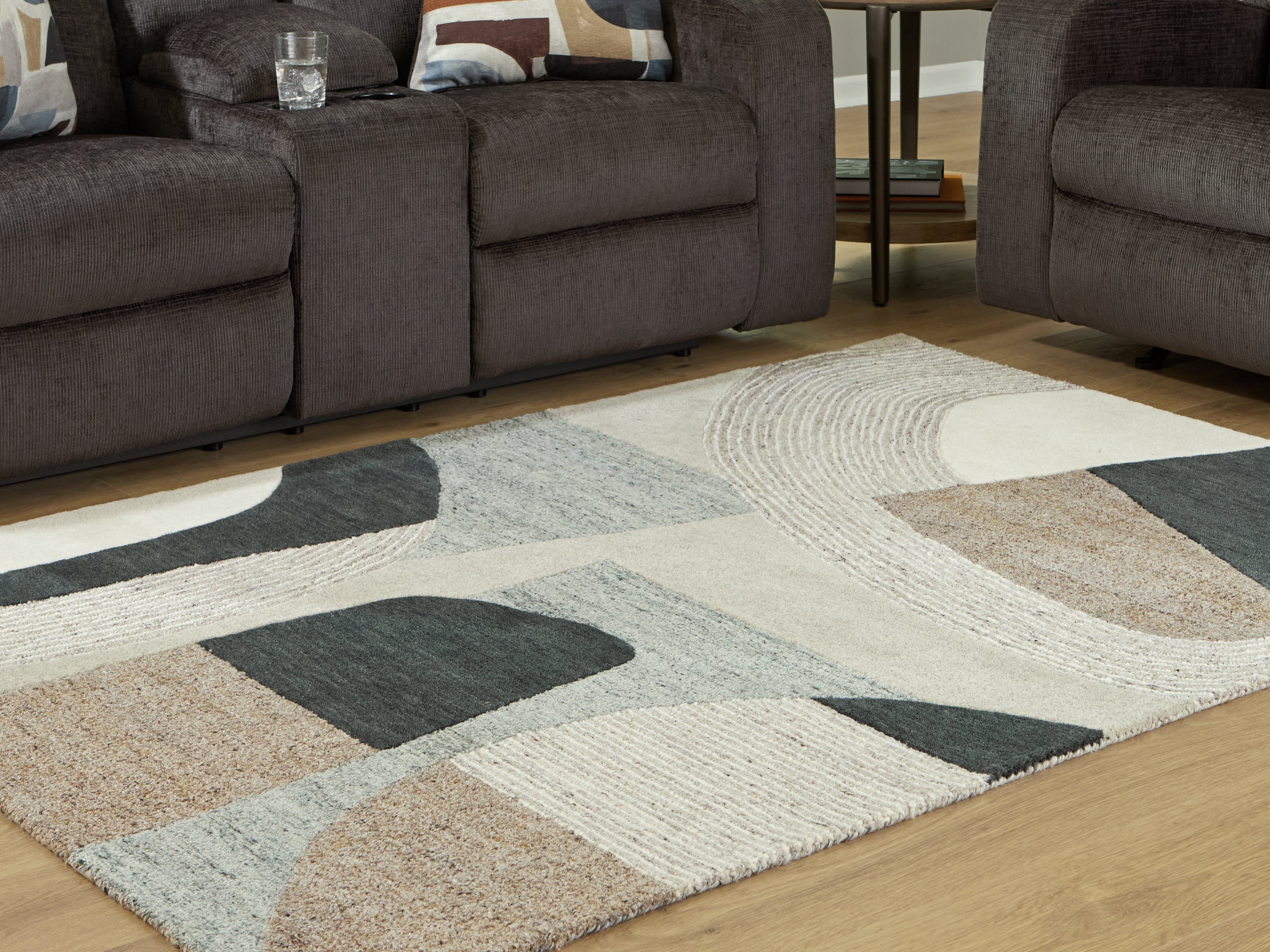 Elite Furniture Outlet - Ashley Furniture - Edrickhill Rug - 5' x 7' Rug / Grayish Teal/Taupe/Cream - R407122