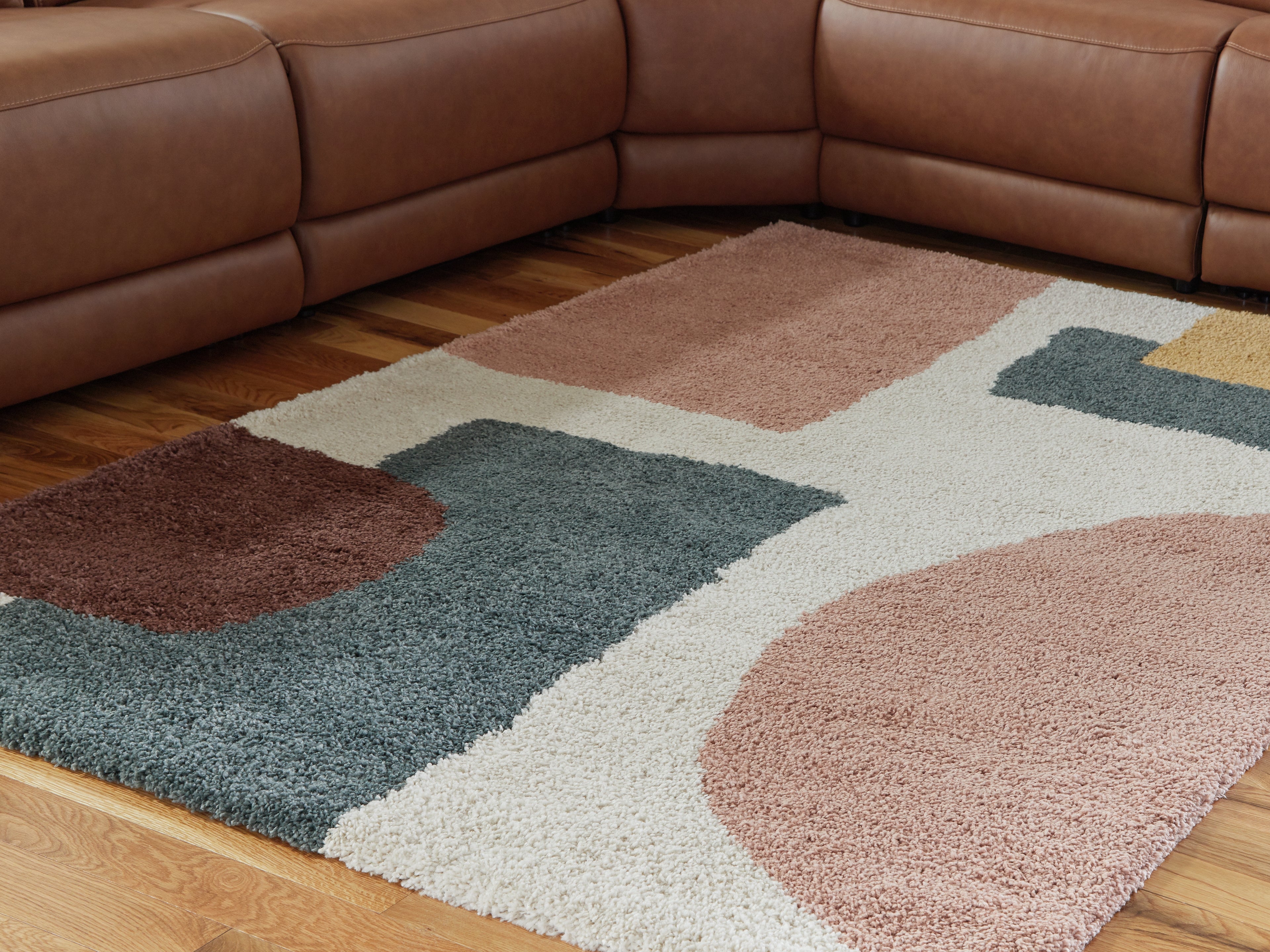 Elite Furniture Outlet - Ashley Furniture - Flynnwick Rug - 8' x 10' Rug / Cream/Pink/Gray - R407181