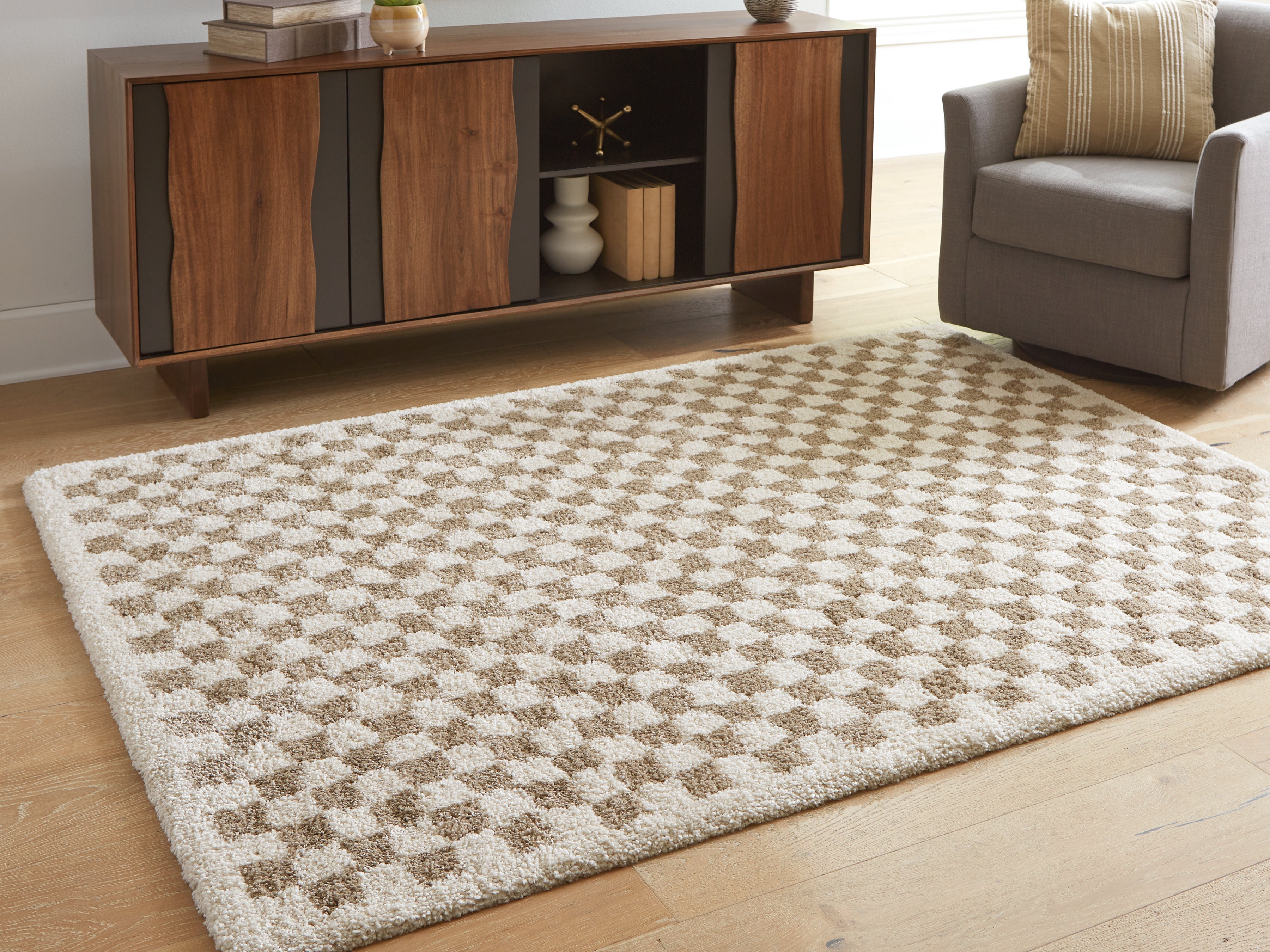Elite Furniture Outlet - Ashley Furniture - Karamen Rug - Medium Rug / Taupe/Ivory - R407342