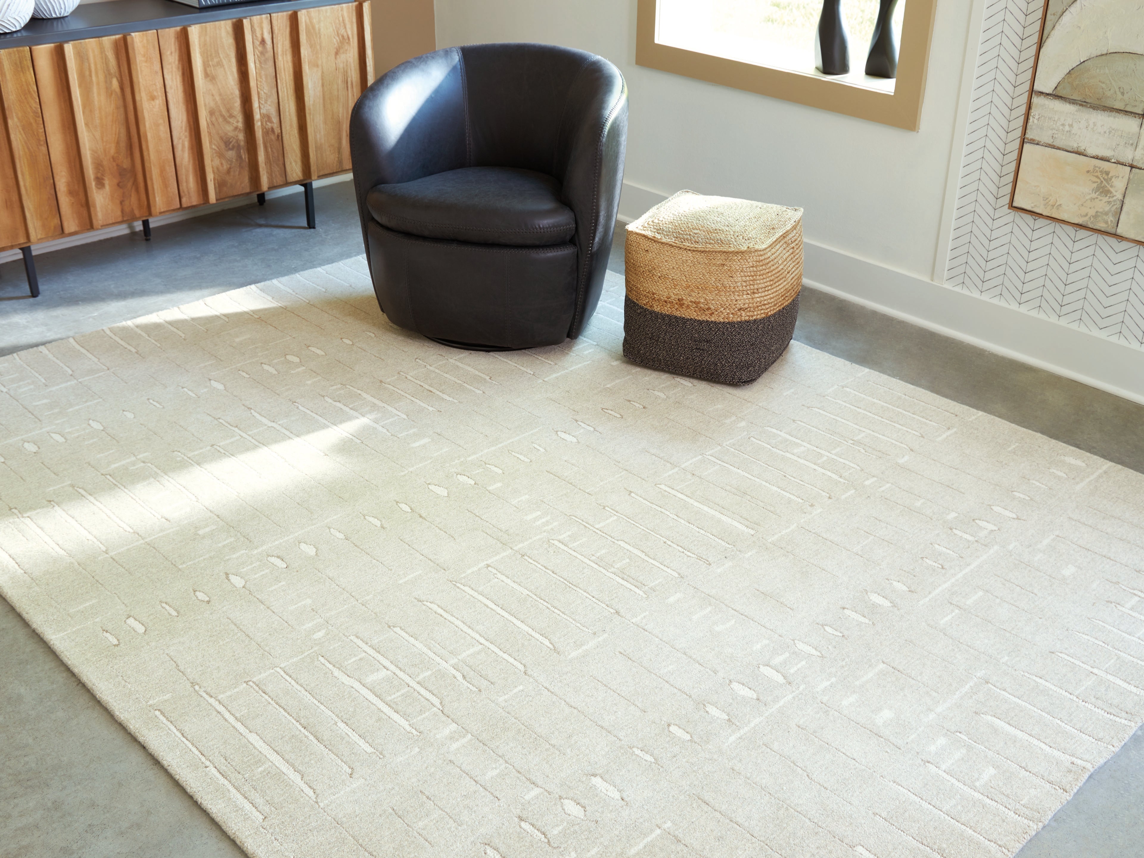Elite Furniture Outlet - Ashley Furniture - Wolbert Rug - 7'8" x 10' Area Rug / Tan/Ivory - R407661