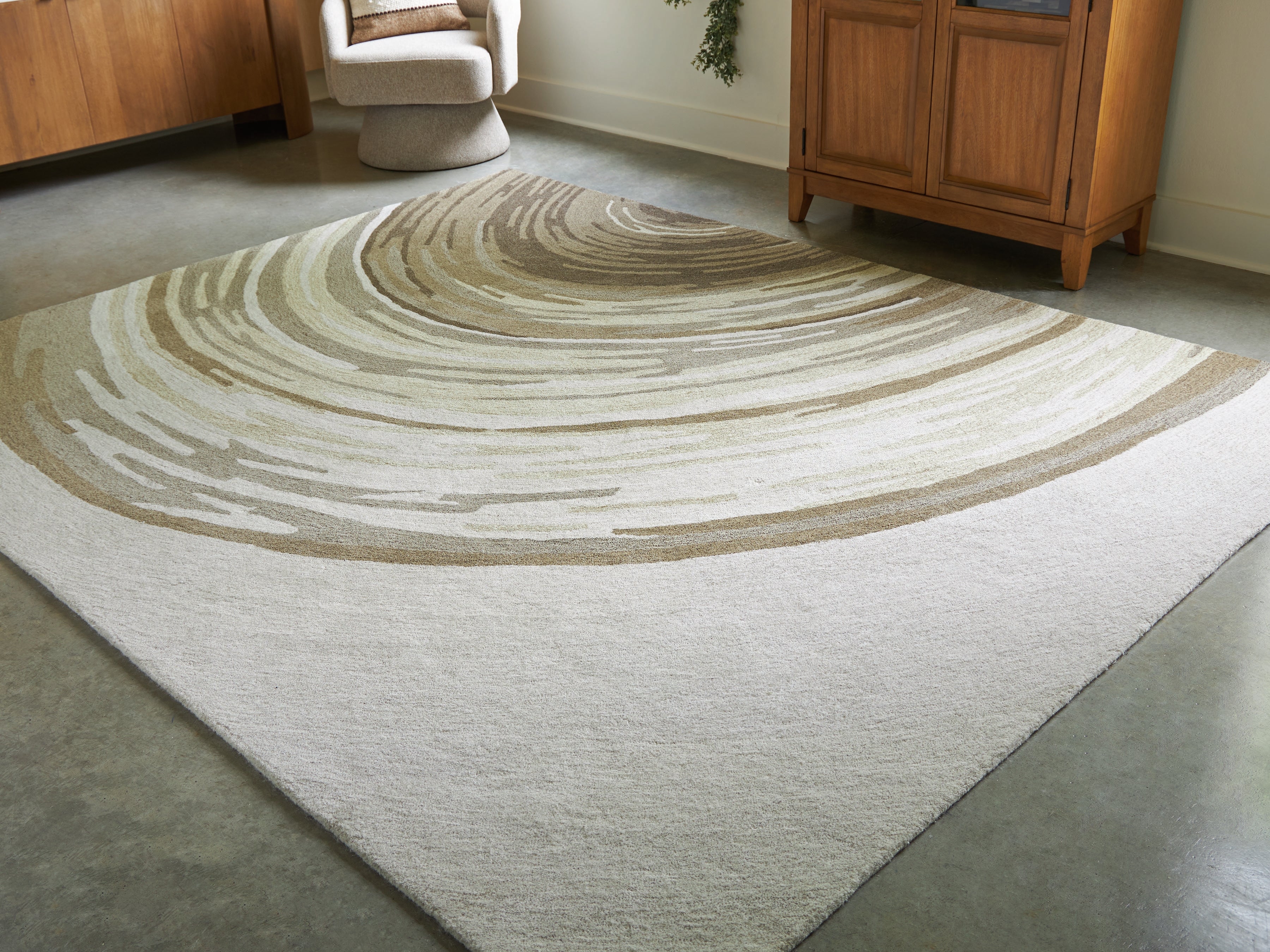 Elite Furniture Outlet - Ashley Furniture - Rizwana Rug - 7'6" x 10' Area Rug / Ivory/Brown/Gray - R407761