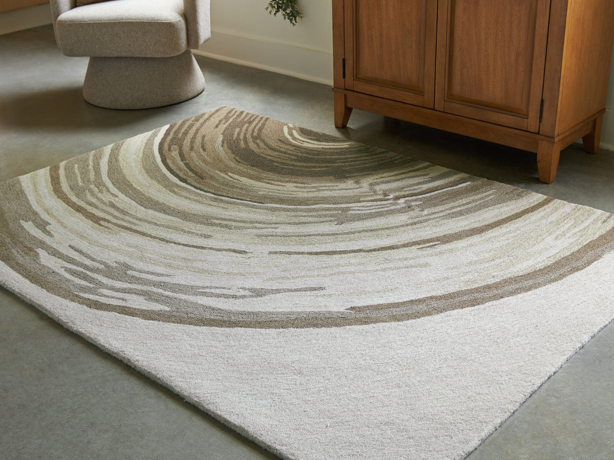Elite Furniture Outlet - Ashley Furniture - Rizwana Rug - 7'6" x 10' Area Rug / Ivory/Brown/Gray - R407761