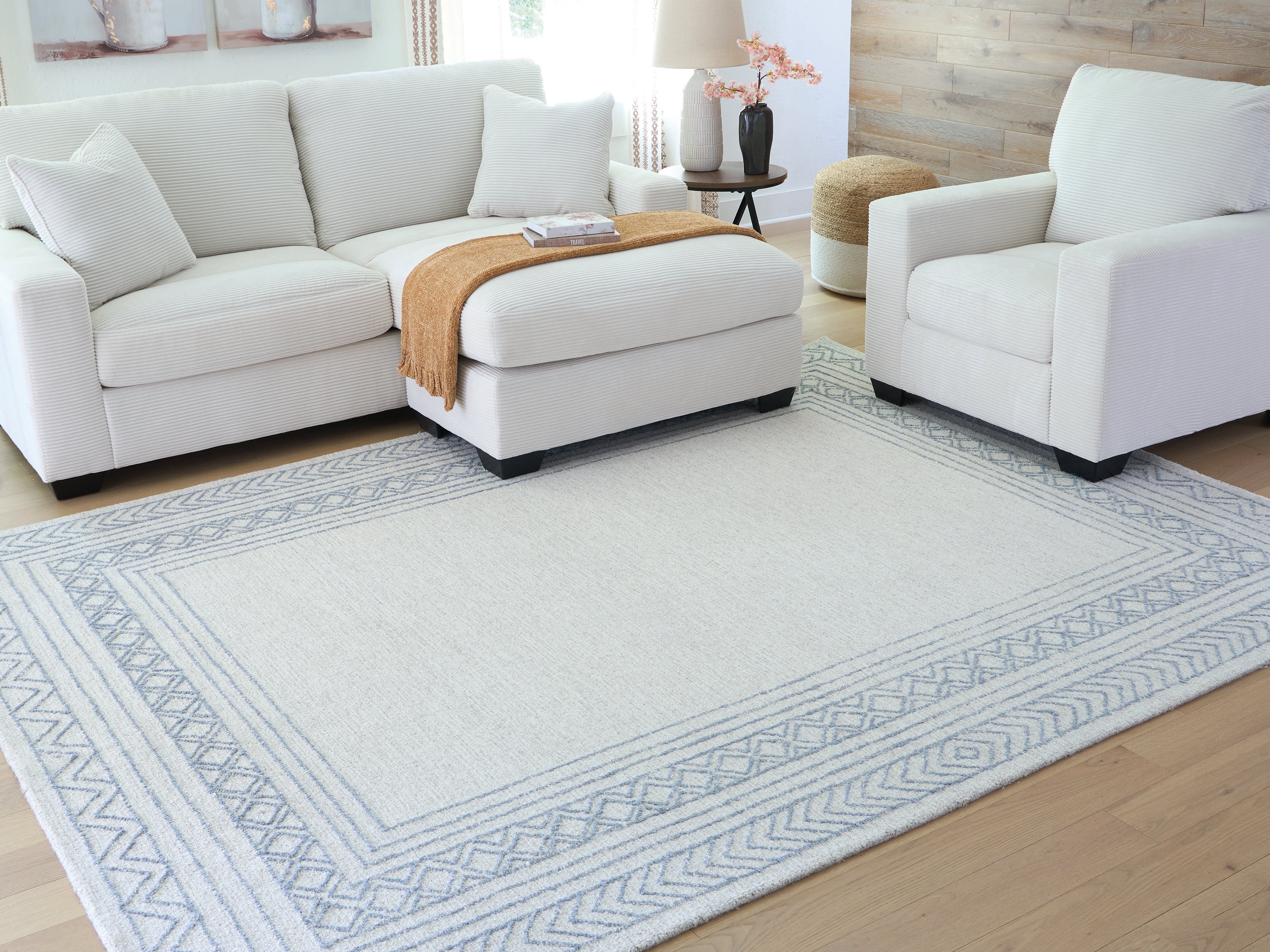 Elite Furniture Outlet - Ashley Furniture - Azelhurst Rug - 7'8" x 10' Area Rug / Blue/Ivory/Gray - R407851