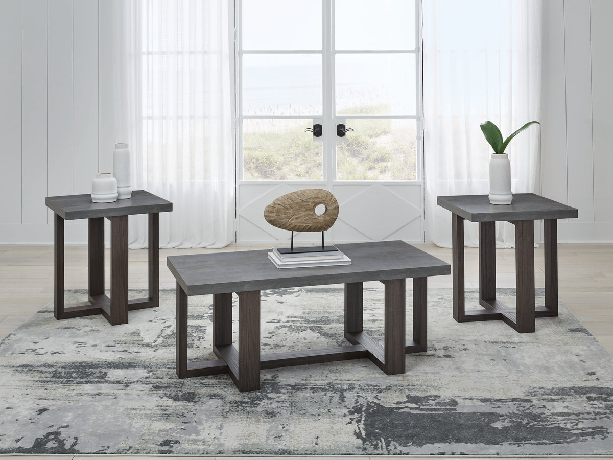 Elite Furniture Outlet - Ashley Furniture - Dynnford Table (Set of 3) - Occasional Table Set (3/CN) / Gray/Brown - T216-13