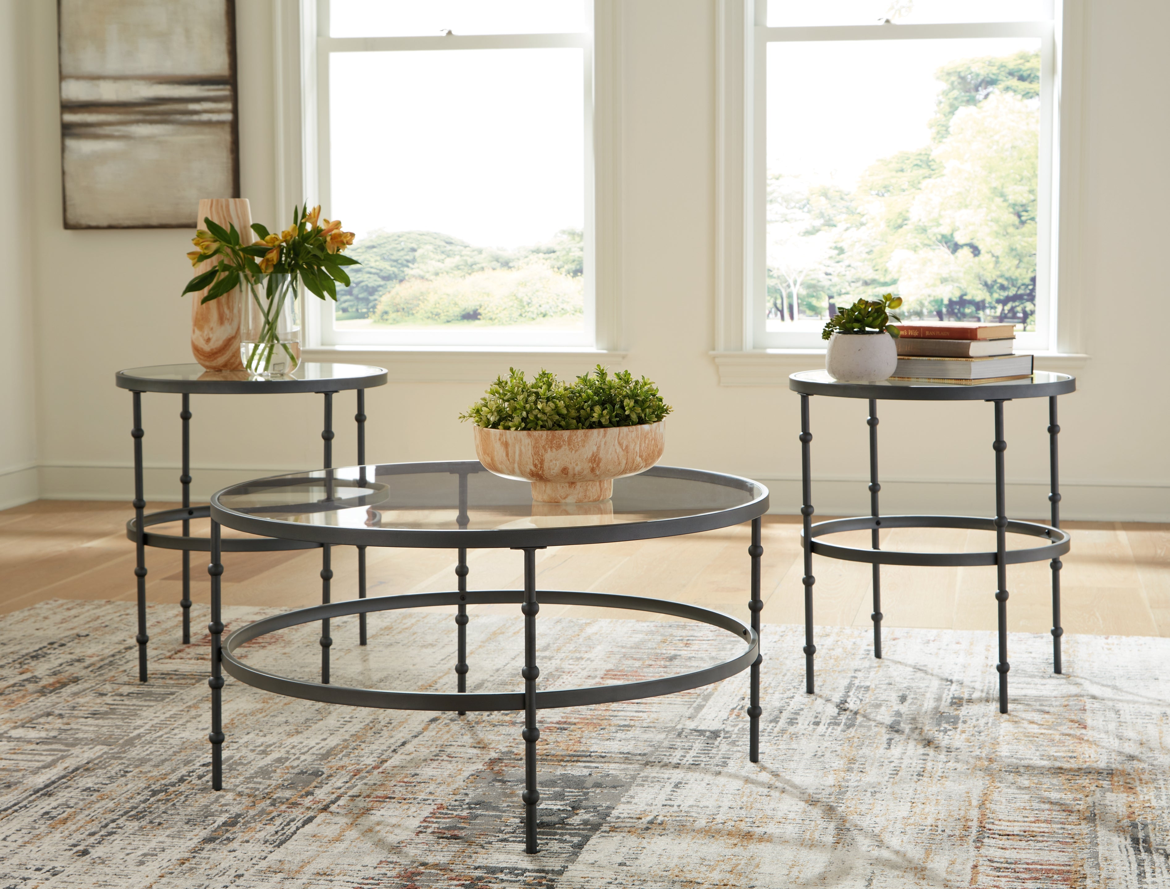 Elite Furniture Outlet - Ashley Furniture - Kellyco Table (Set of 3) - Occasional Table Set (3/CN) / Gunmetal - T246-13