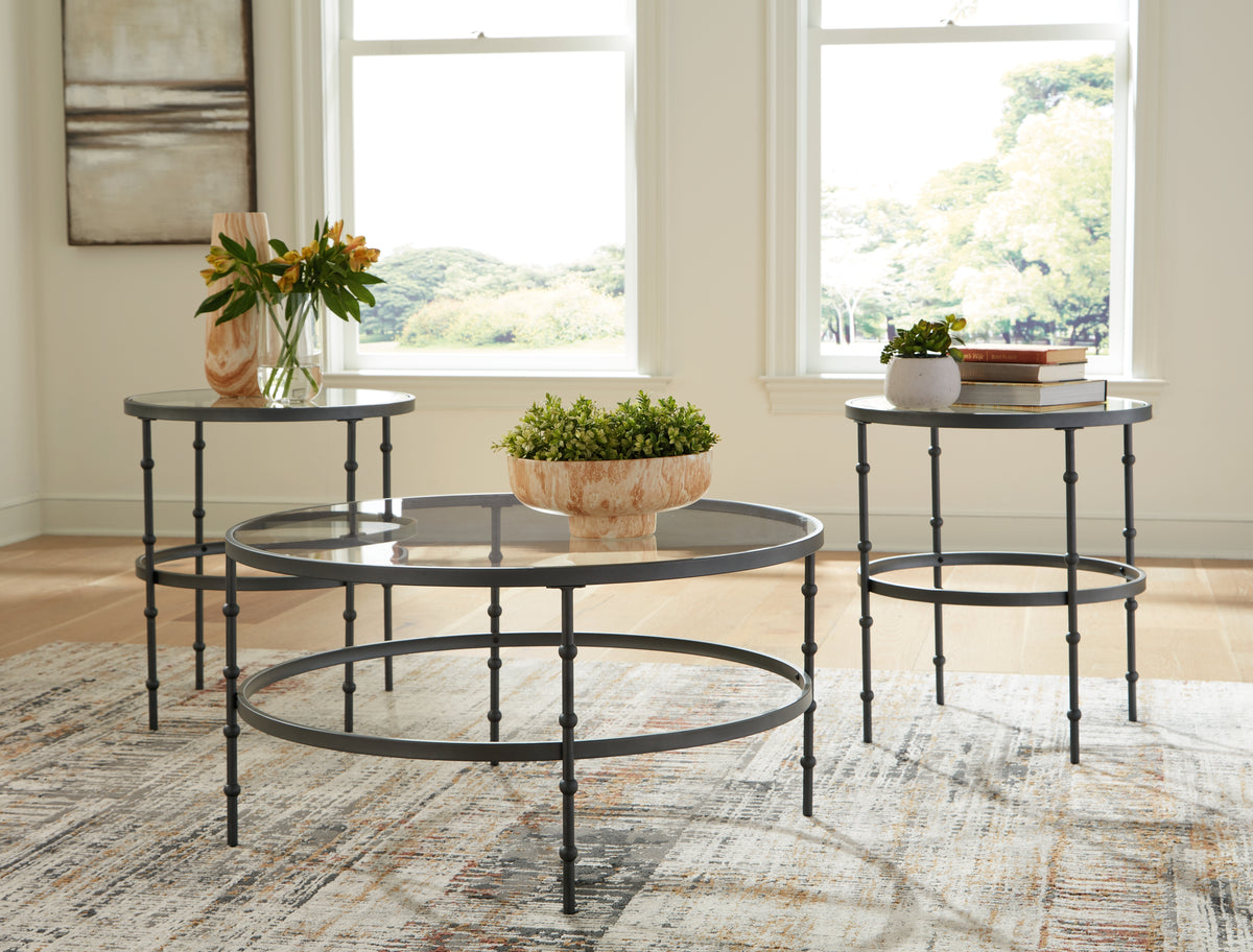 Elite Furniture Outlet - Ashley Furniture - Kellyco Table (Set of 3) - Occasional Table Set (3/CN) / Gunmetal - T246-13