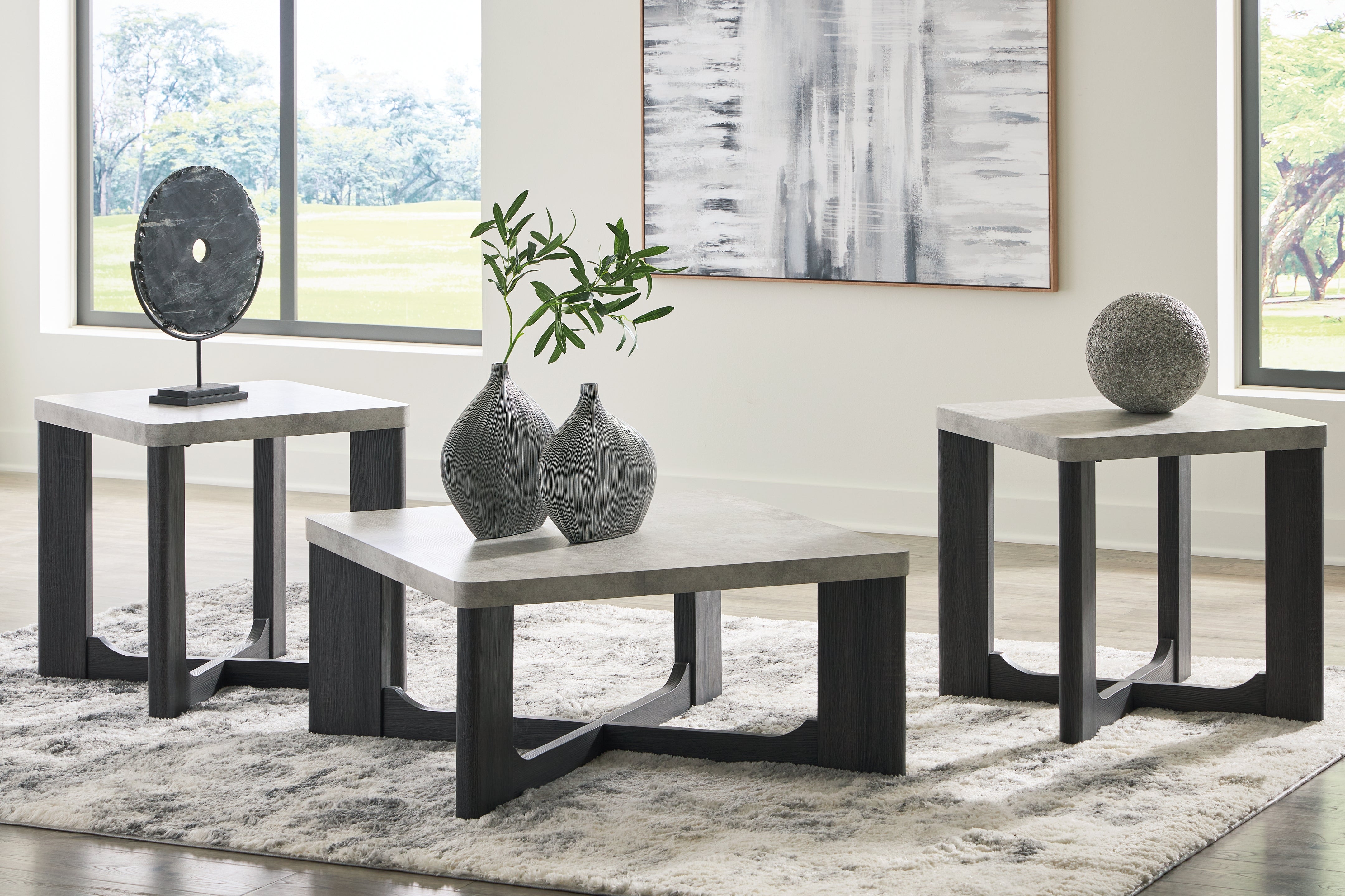 Elite Furniture Outlet - Ashley Furniture - Sharstorm Table (Set of 3) - Occasional Table Set (3/CN) / Two-tone Gray - T251-13