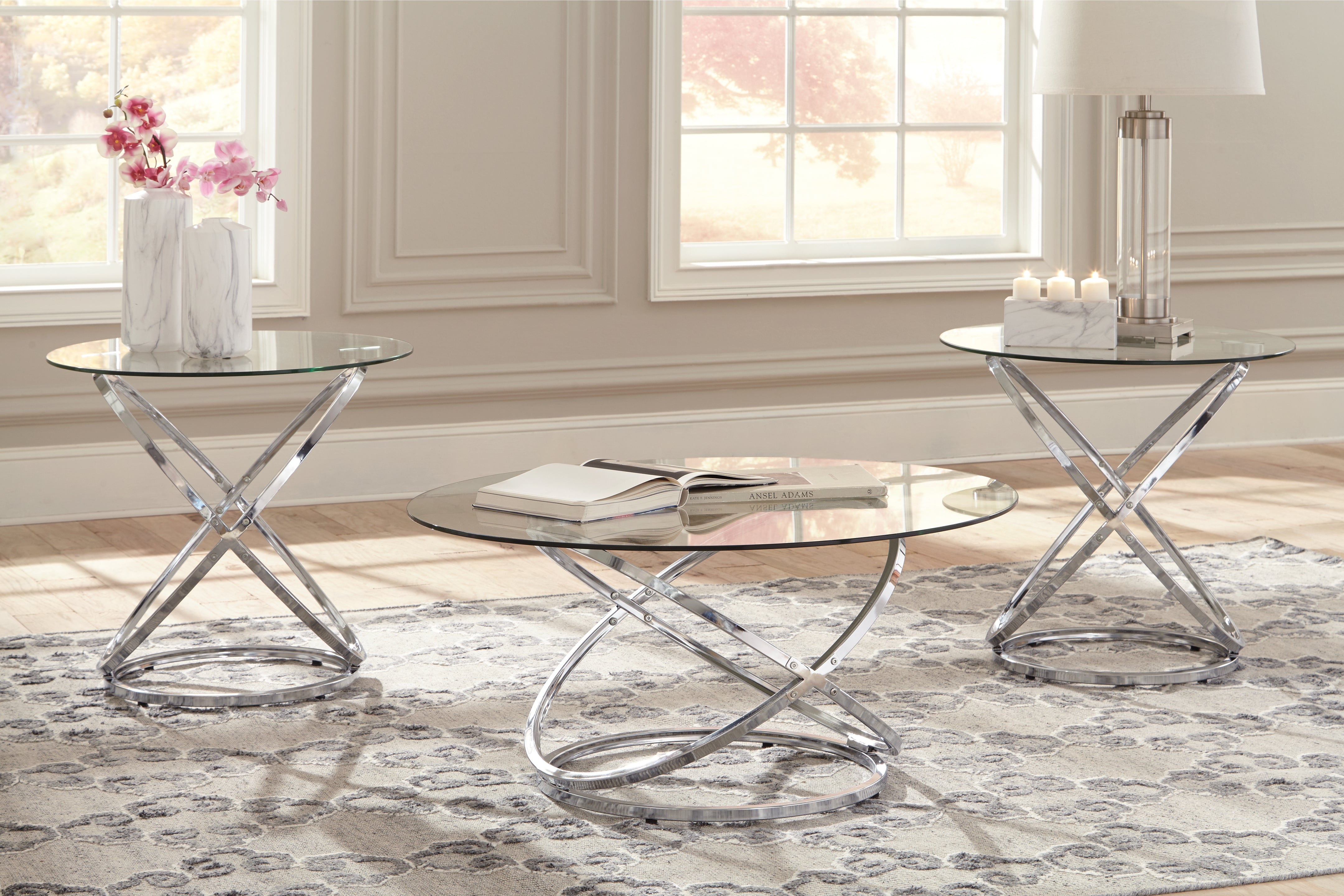Elite Furniture Outlet - Ashley Furniture - Hollynyx Table (Set of 3) - Occasional Table Set (3/CN) / Chrome Finish - T270-13