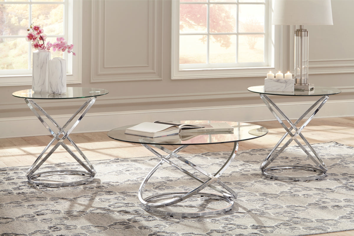 Elite Furniture Outlet - Ashley Furniture - Hollynyx Table (Set of 3) - Occasional Table Set (3/CN) / Chrome Finish - T270-13