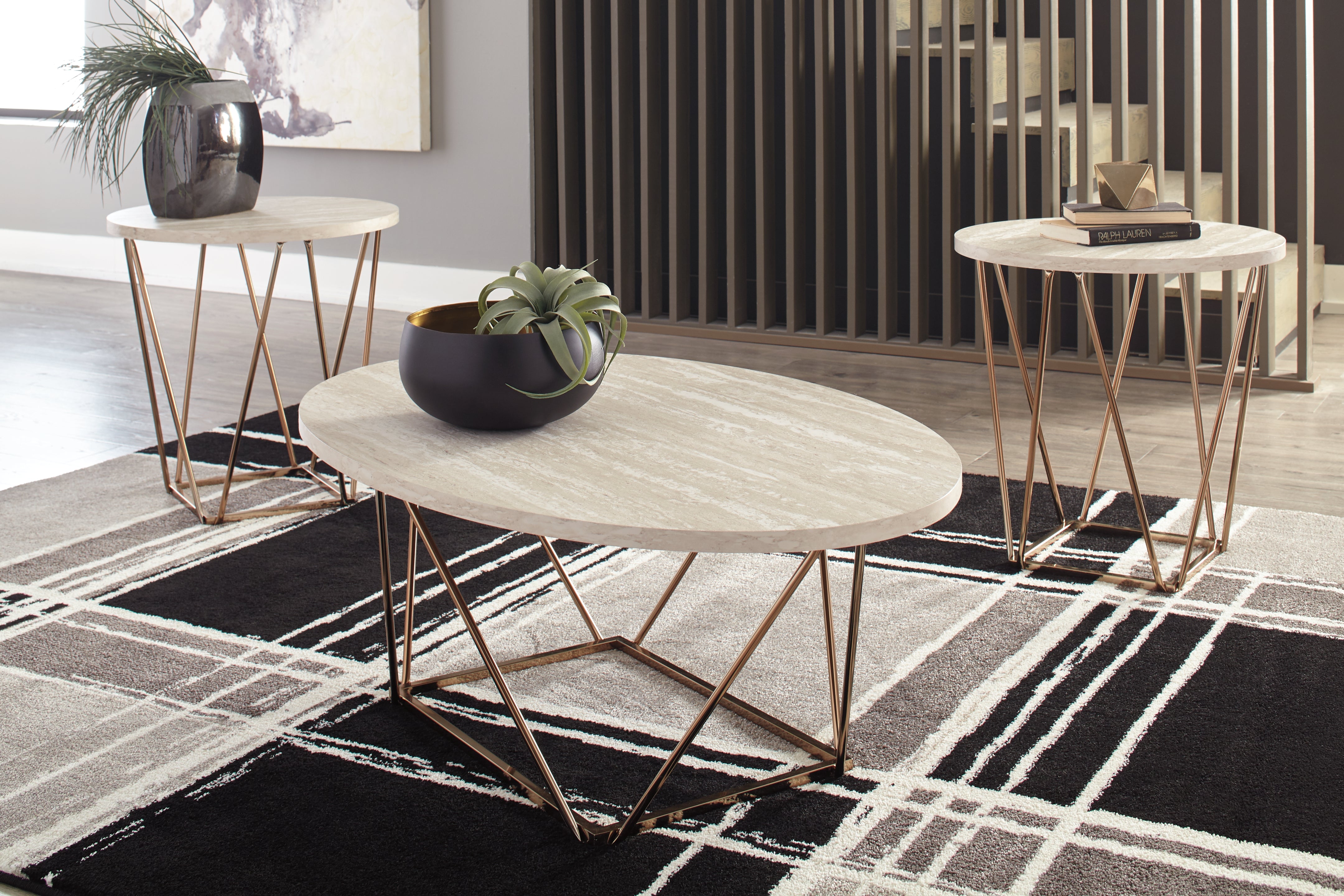 Elite Furniture Outlet - Ashley Furniture - Tarica Table (Set of 3) - Occasional Table Set (3/CN) / Two-tone - T385-13