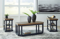 Elite Furniture Outlet - Ashley Furniture - Landocken Table (Set of 3) - Occasional Table Set (3/CN) / Brown/Blue - T402-13