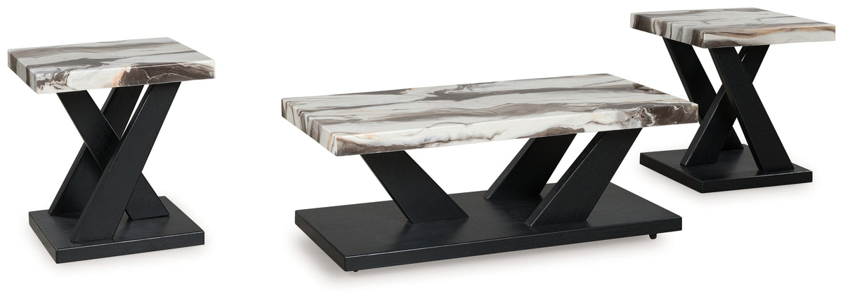 Elite Furniture Outlet - Ashley Furniture - Cendill Table (Set of 3) - Occasional Table Set (3/CN) / Dark Brown/White/Black - T403-13