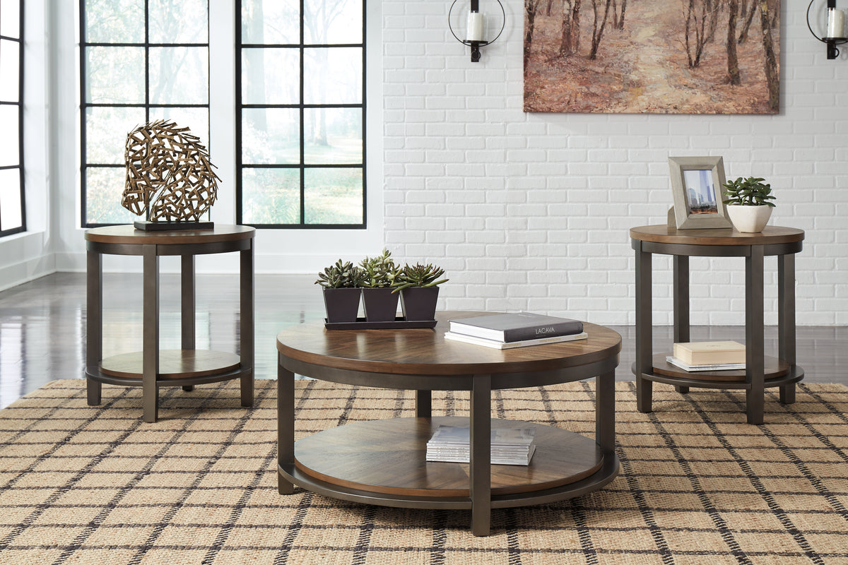 Elite Furniture Outlet - Ashley Furniture - Roybeck Table (Set of 3) - Occasional Table Set (3/CN) / Light Brown/Bronze - T411-13