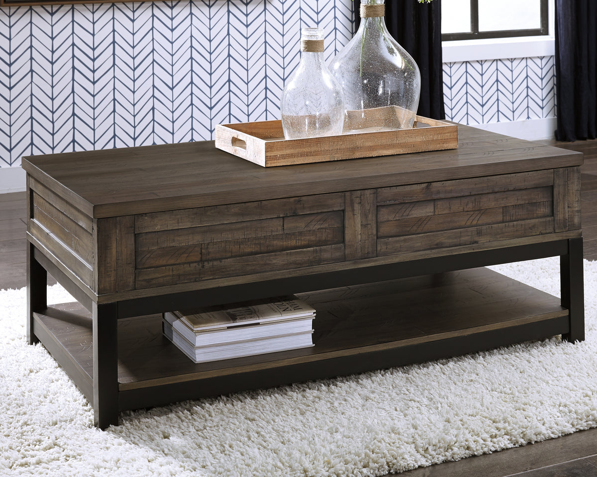 Elite Furniture Outlet - Ashley Furniture - Johurst Coffee Table with Lift Top - LIFT TOP COCKTAIL TABLE / Grayish Brown - T444-9