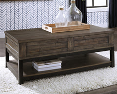 Elite Furniture Outlet - Ashley Furniture - Johurst Coffee Table with Lift Top - LIFT TOP COCKTAIL TABLE / Grayish Brown - T444-9