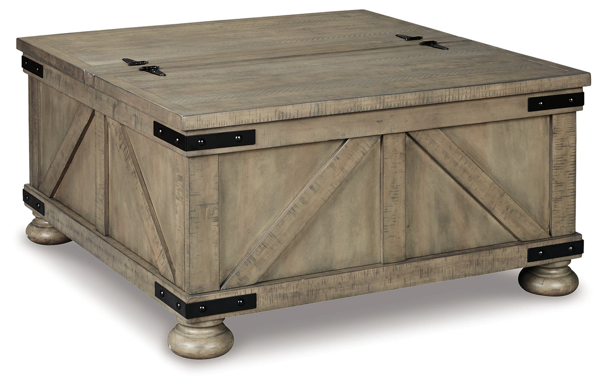 Elite Furniture Outlet - Ashley Furniture - Aldwin Coffee Table With Storage - Cocktail Table with Storage / Gray - T457-20