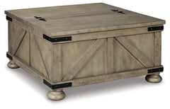Elite Furniture Outlet - Ashley Furniture - Aldwin Coffee Table With Storage - Cocktail Table with Storage / Gray - T457-20