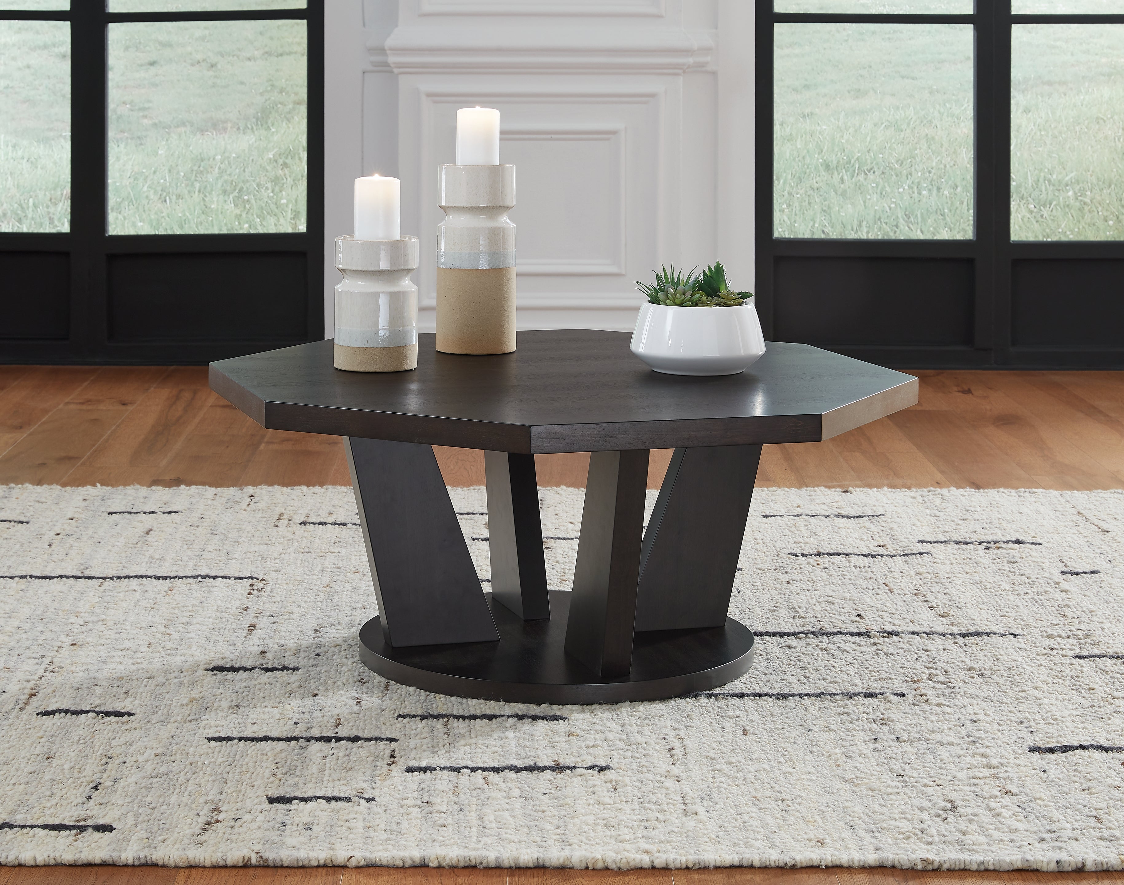 Elite Furniture Outlet - Ashley Furniture - Chasinfield Coffee Table - Octagon Cocktail Table / Dark Brown - T458-8
