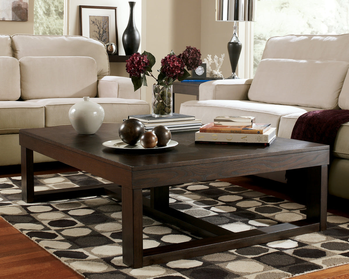 Elite Furniture Outlet - Ashley Furniture - Watson Coffee Table - Rectangular Cocktail Table / Dark Brown - T481-1
